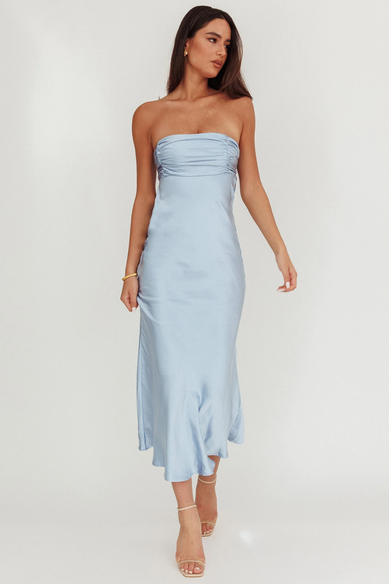 Moon Song Strapless Laced Back Dress Midnight Blue