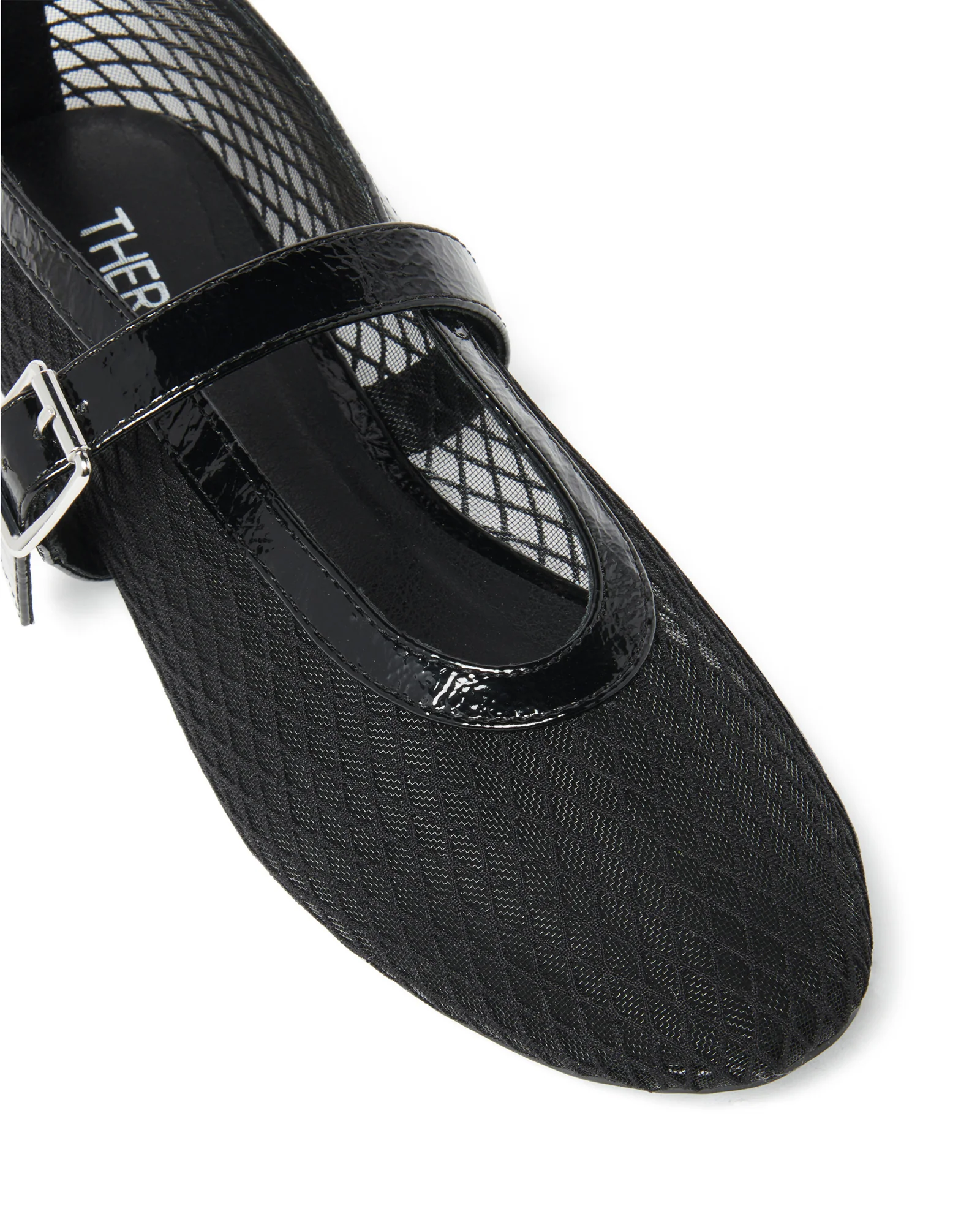 THERAPY Addie Ballet Flat Crinkle Patent Black