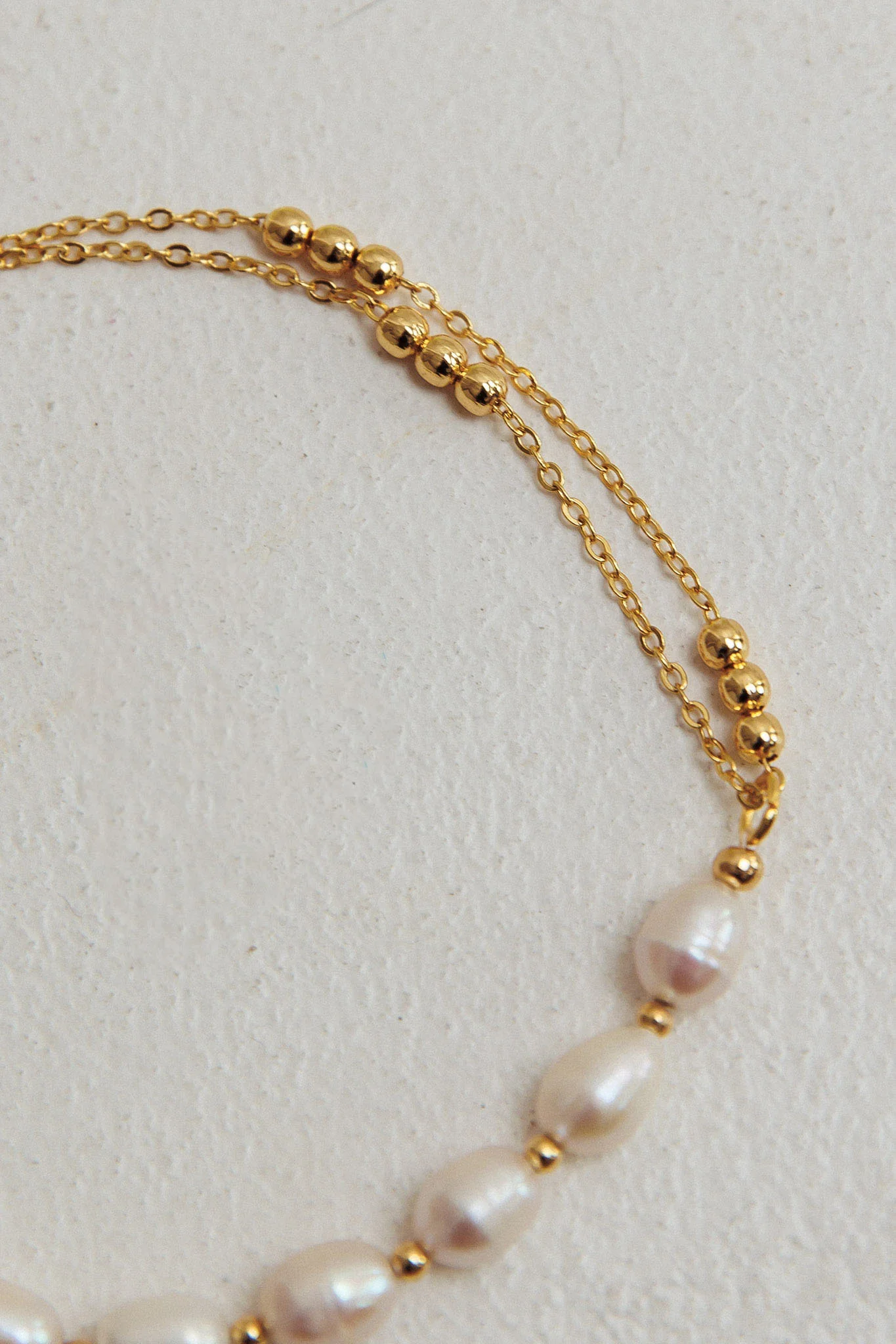 Polaris Freshwater Pearl Double Chain Bracelet Gold