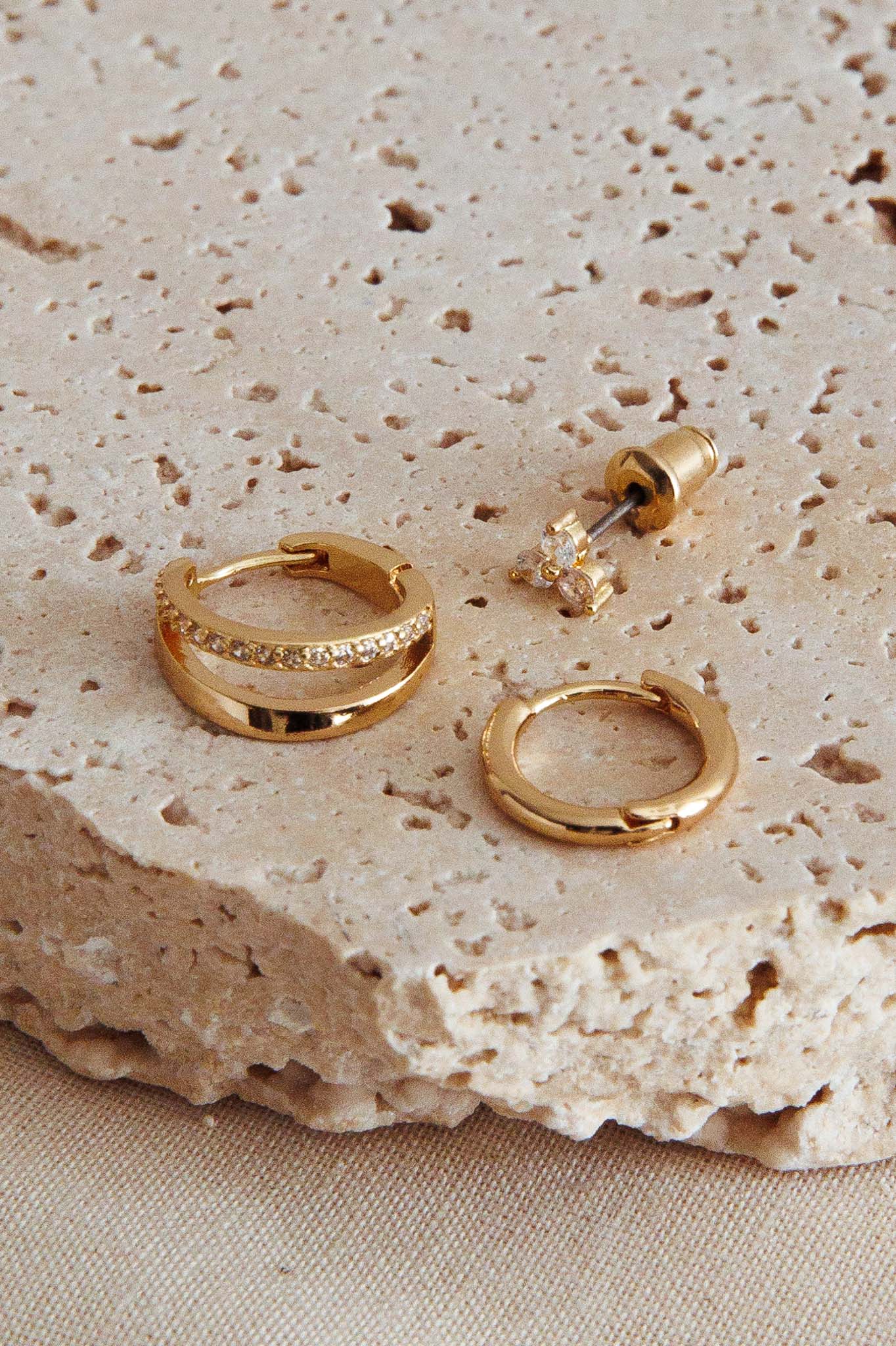 Sedona Crystal Accent Earrings Set Gold