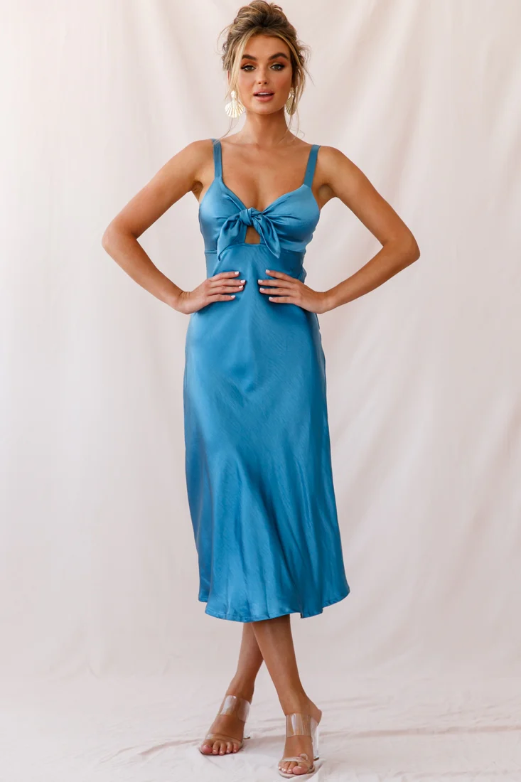 Perfect Day Satin Midi Dress Teal