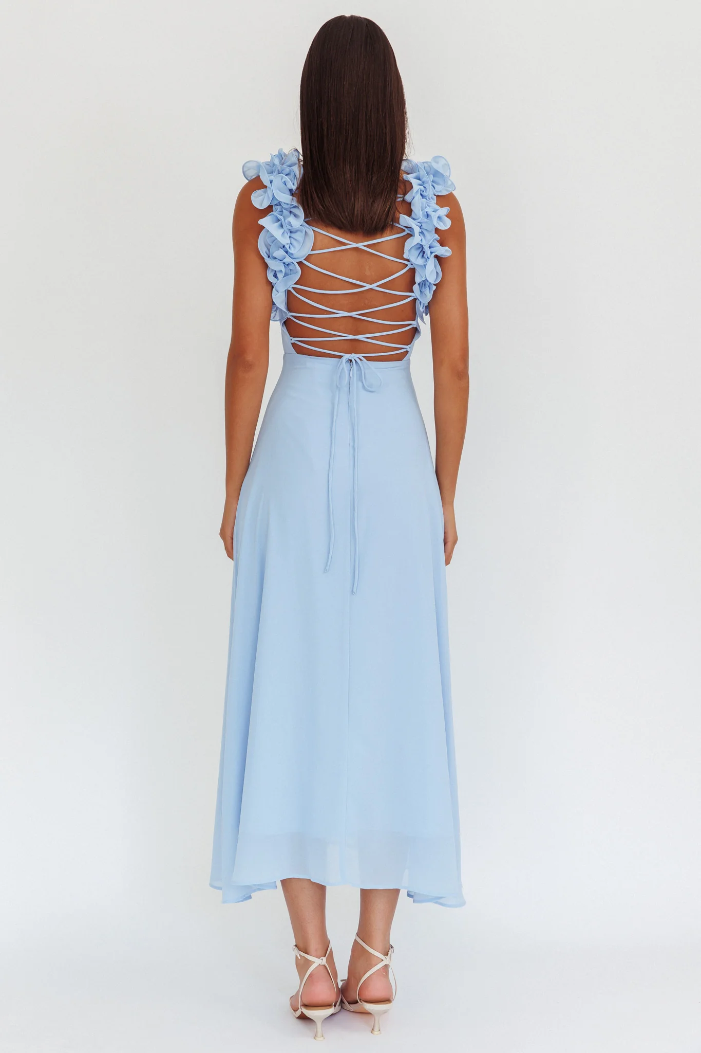 Eloquent Lace-Up Back Maxi Dress Blue