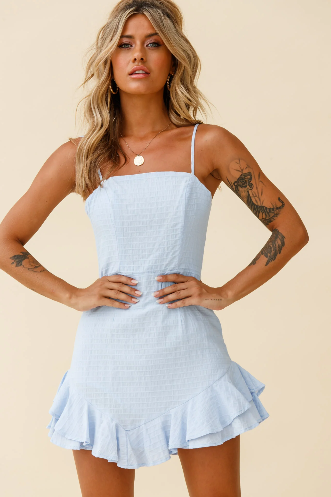 Sarah Kay Double Bow Party Dress Steel Blue