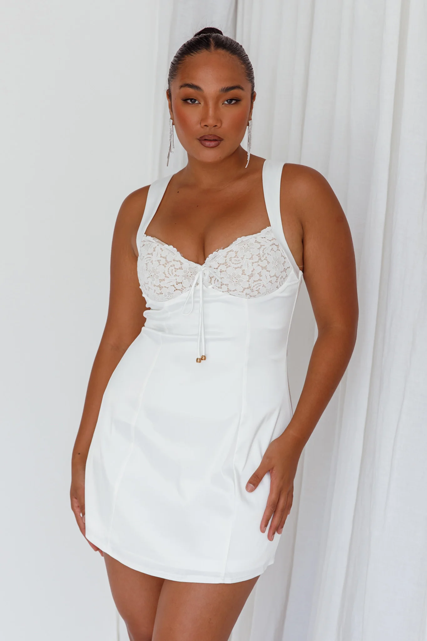 Ti Amo Lace Bust Mini Dress White