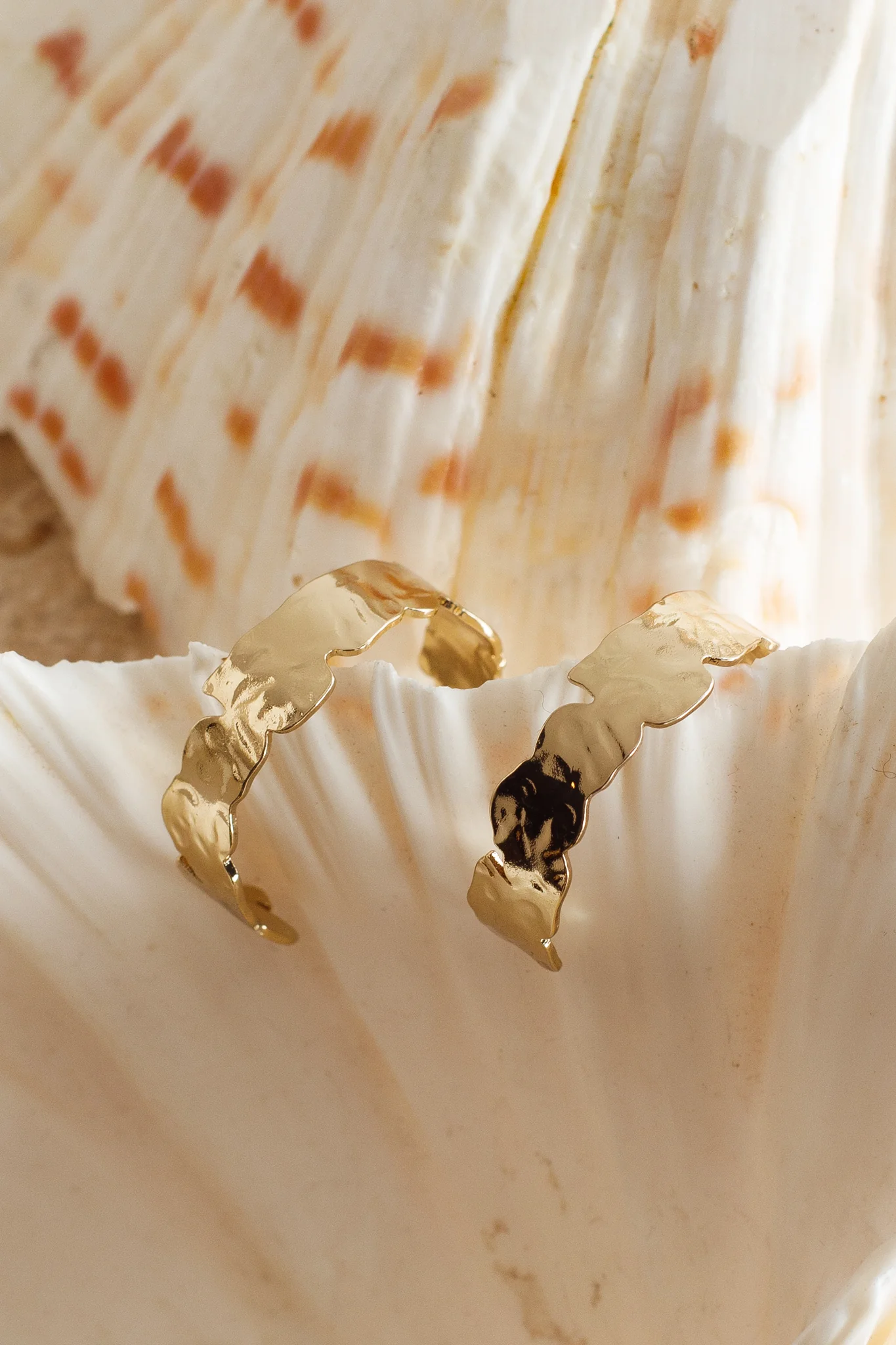 Shari Textured Half Hoop Earrings Gold