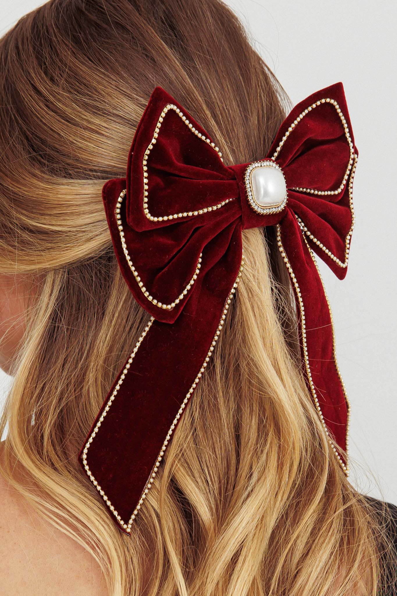 Evie Bow Hairclip Wine