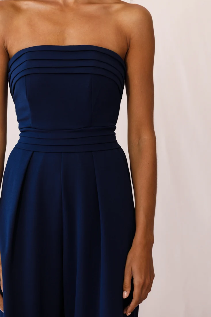 Chosen Strapless Wide Leg Jumpsuit Navy