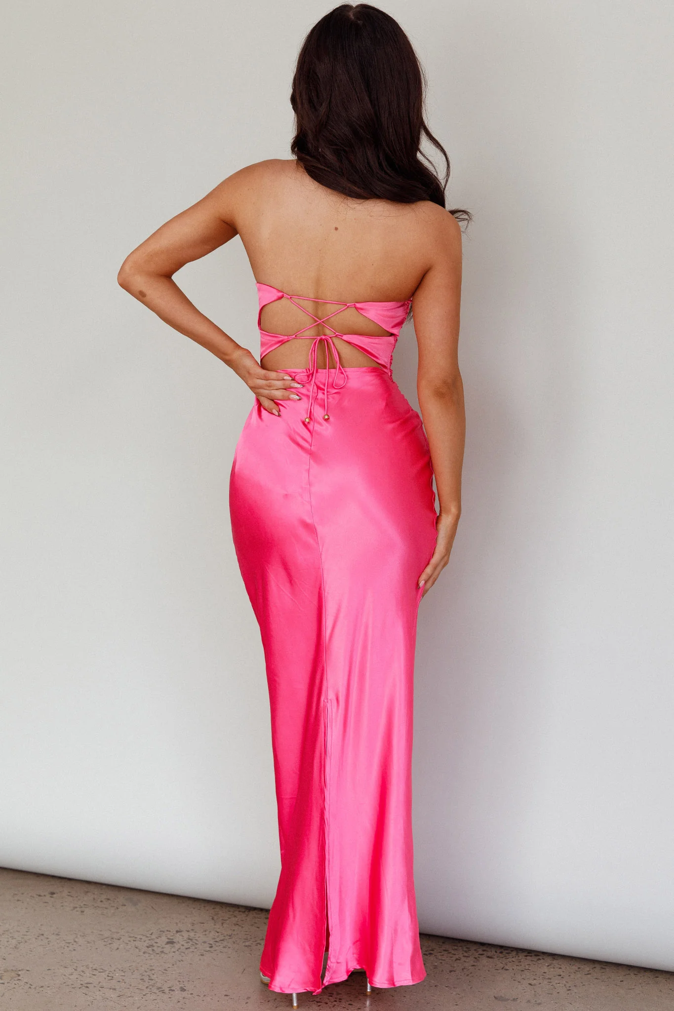 Good Impression Double Twist Midi Dress Hot Pink