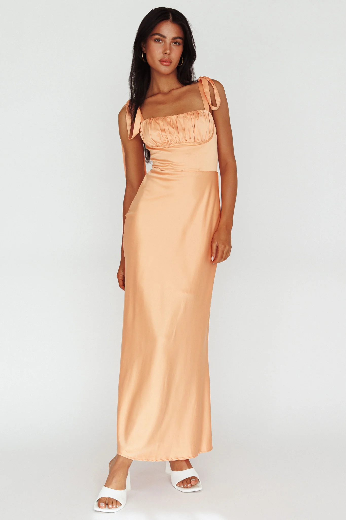 Pennelope Tied Shoulder Maxi Dress Orange