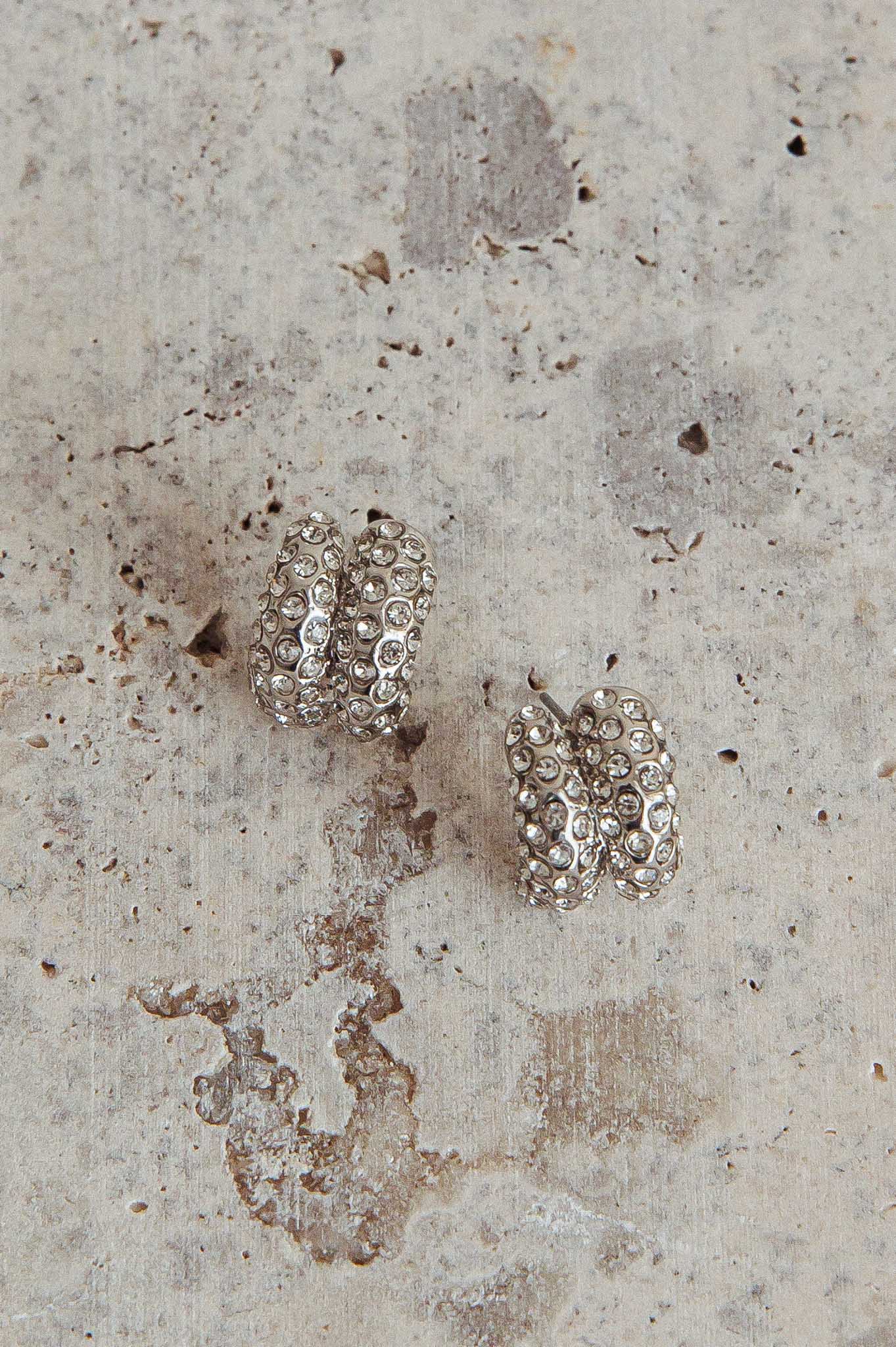 Eliza Pave Earrings Silver Diamante