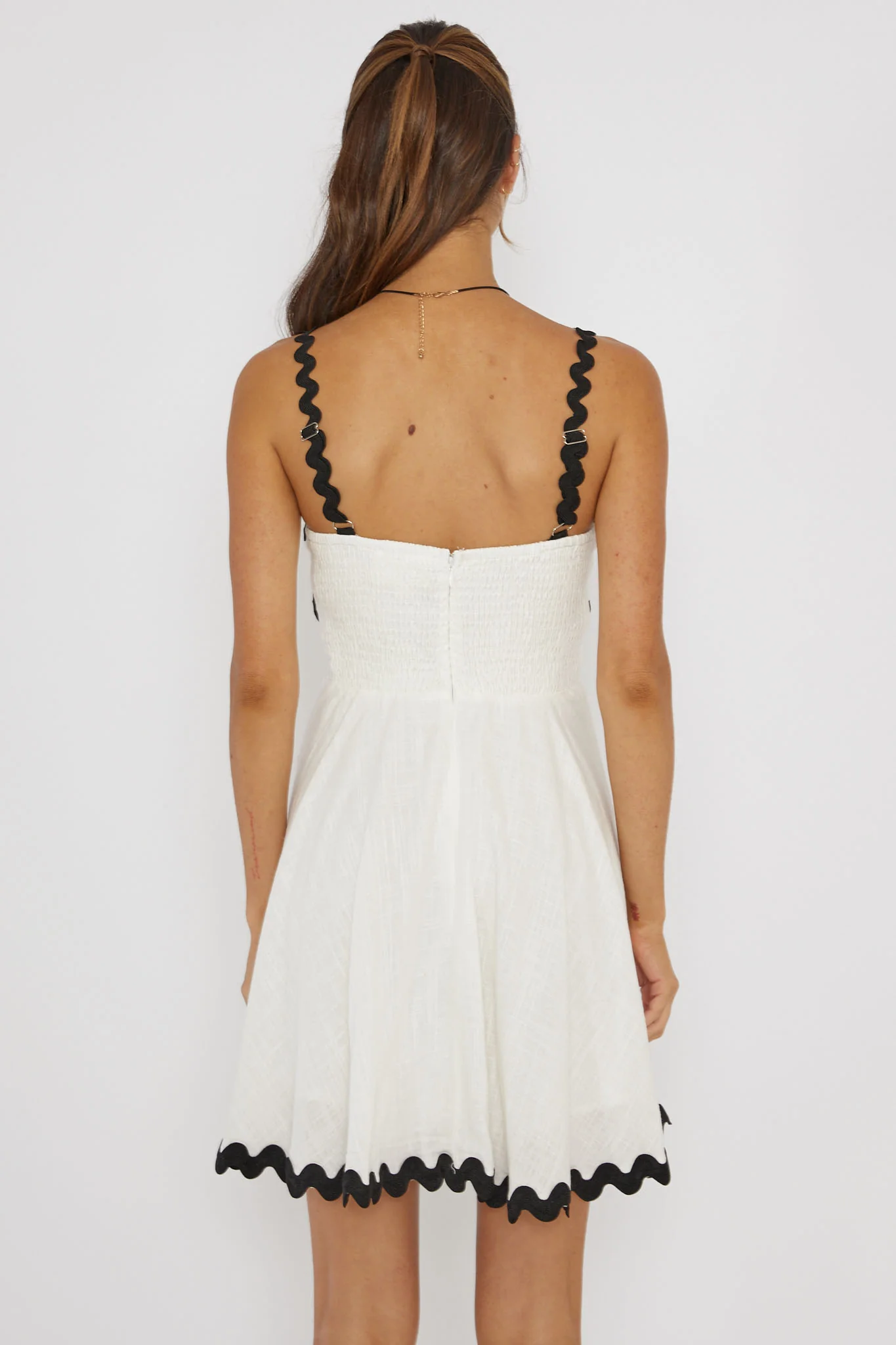 Won Me Over Ric Rac Trim Mini Dress White