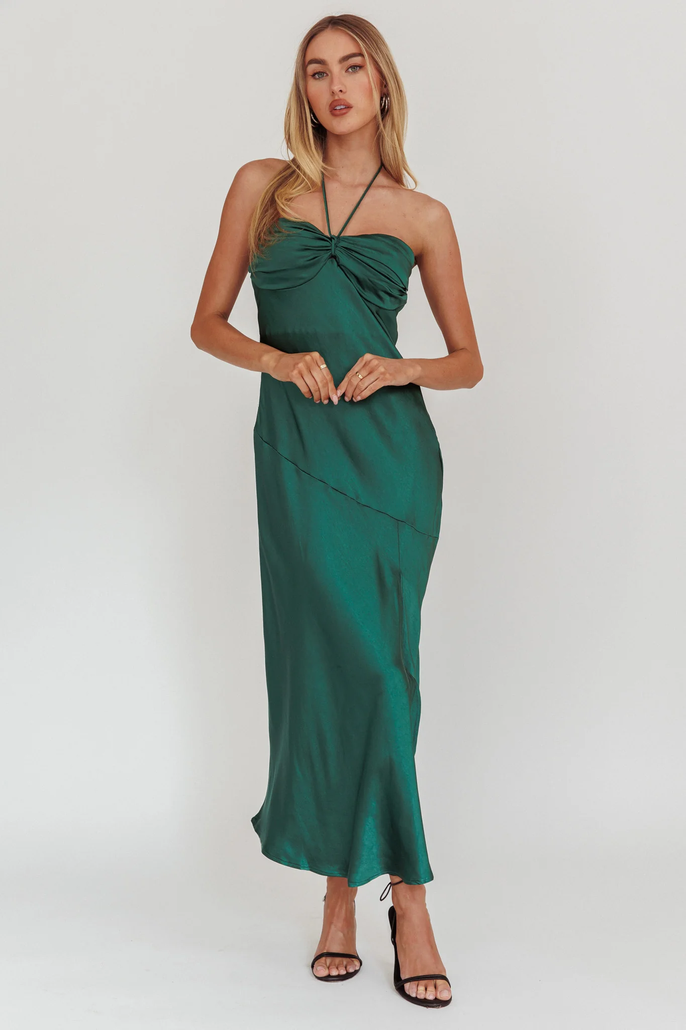 Kindred Spirit Strapless Gathered Bust Midi Dress Forest Green