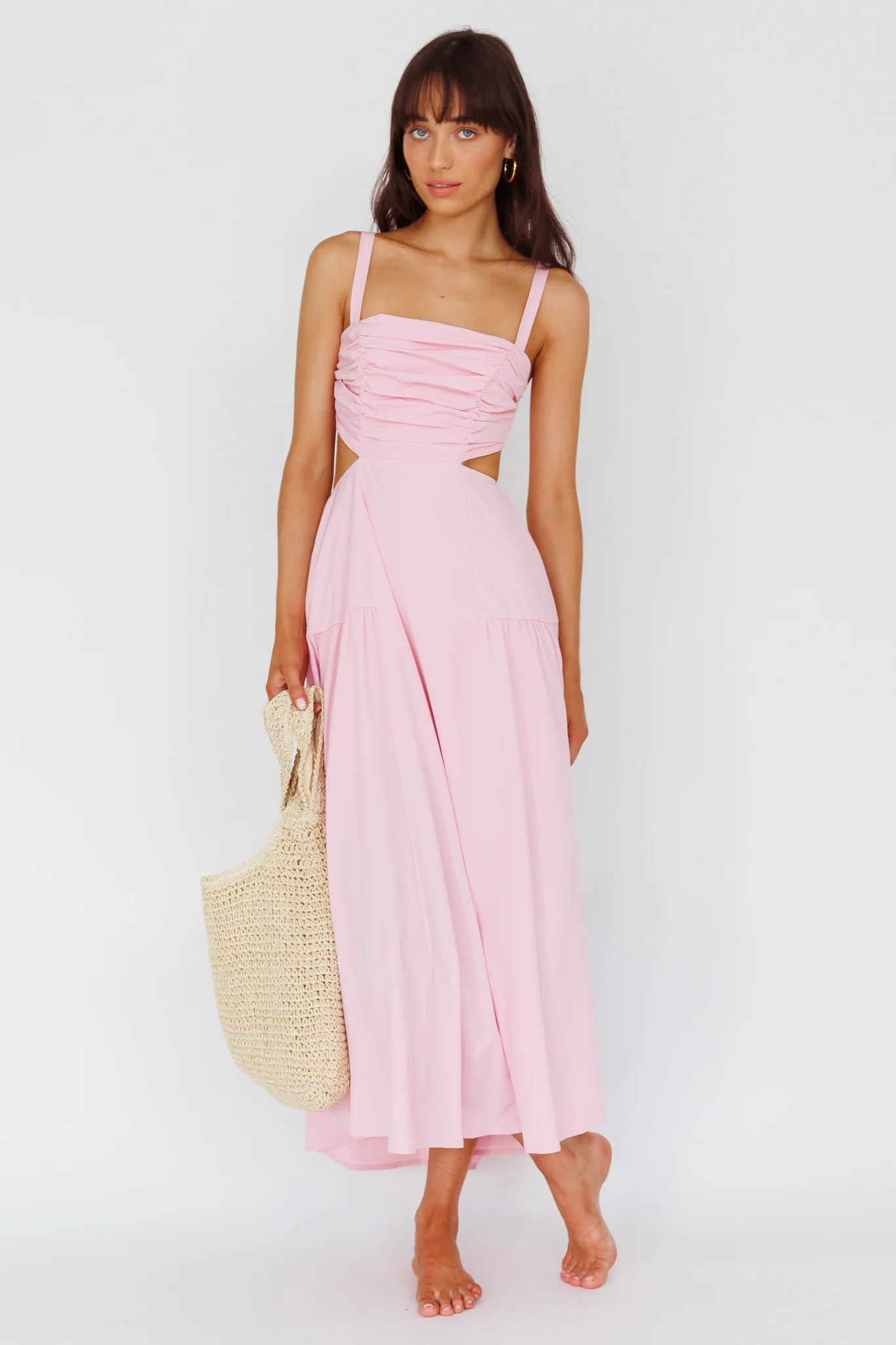 Kassi Gathered Bodice Maxi Dress Blush