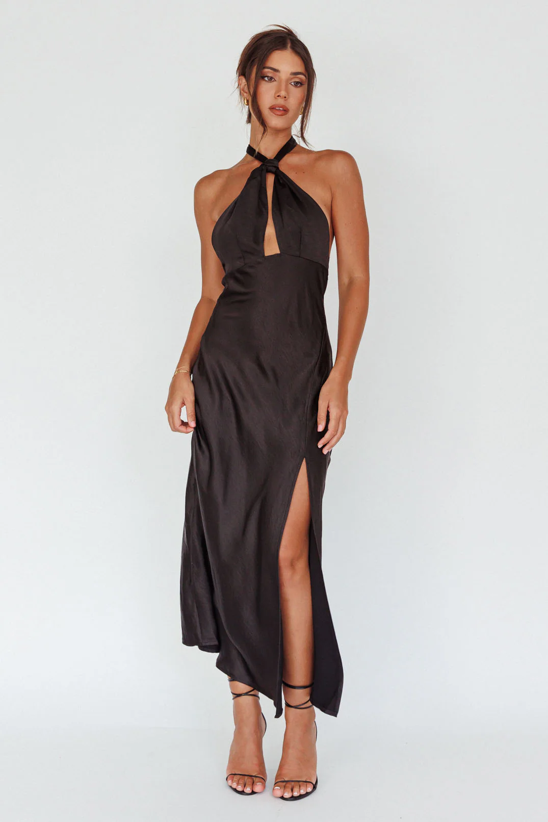 Te Amo Halterneck Open Back Midi Dress Black