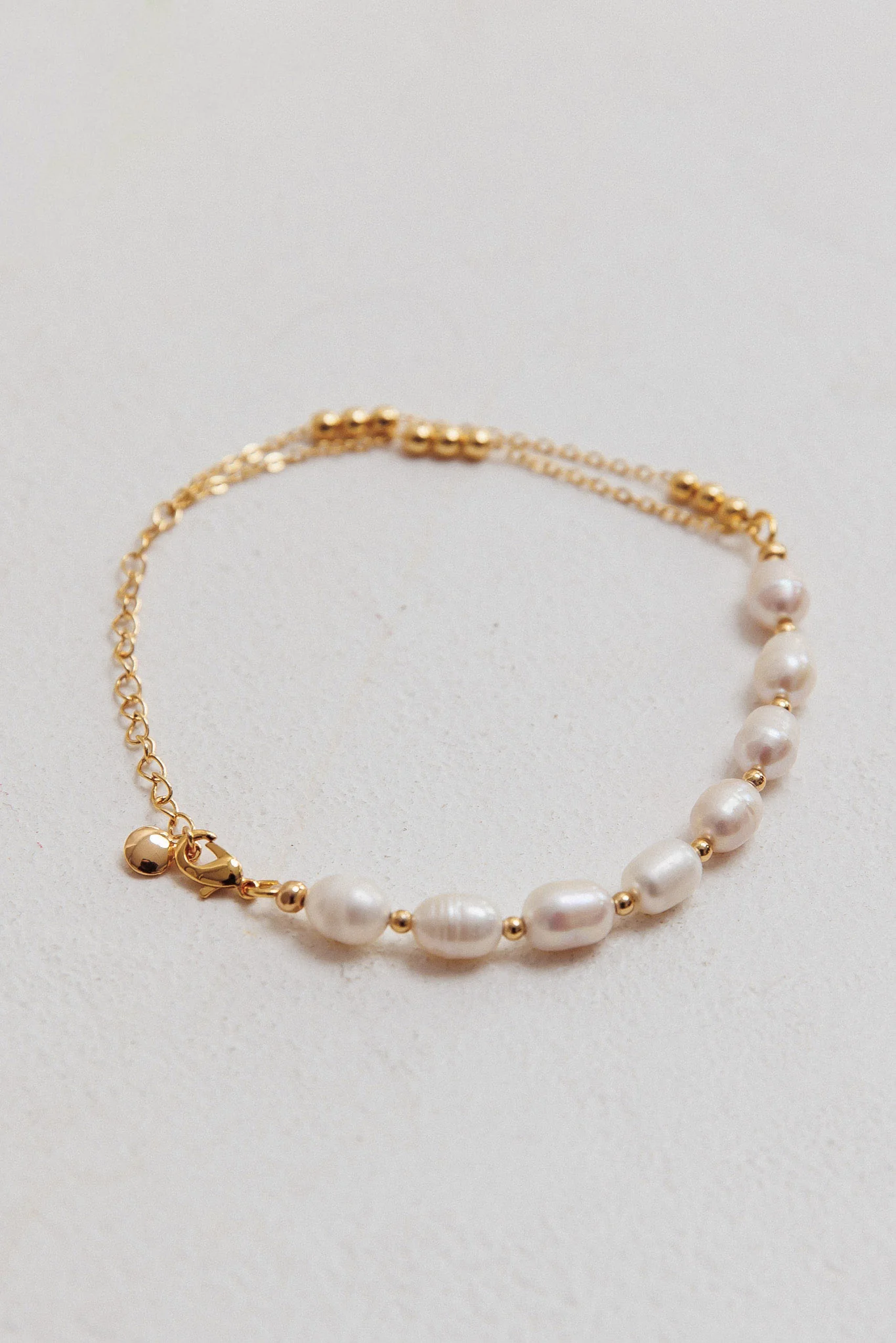 Polaris Freshwater Pearl Double Chain Bracelet Gold