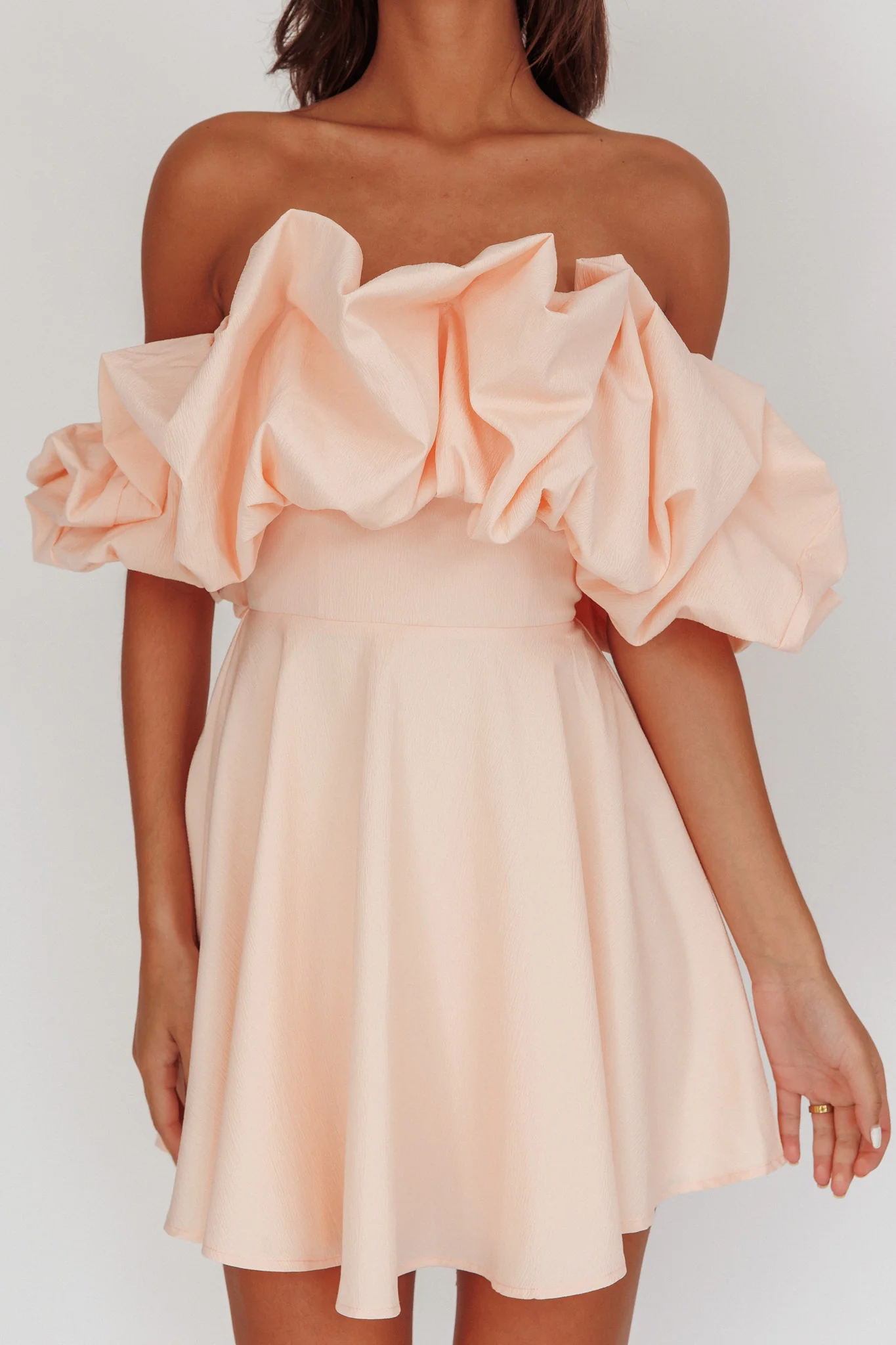 Kailynn Off-Shoulder A-Line Mini Dress Blush