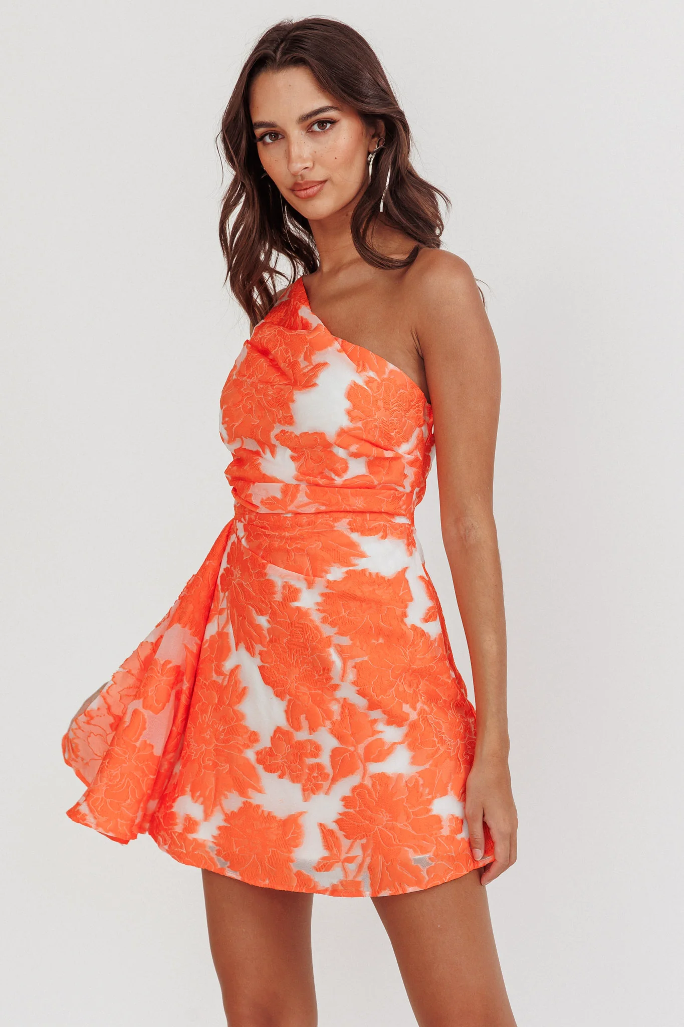 Inner Power One-Shoulder Mini Dress Orange