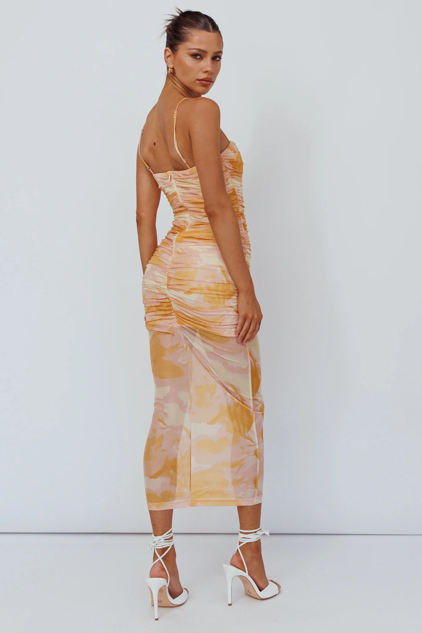 Logan Cami Strap Midi Dress Floral Yellow