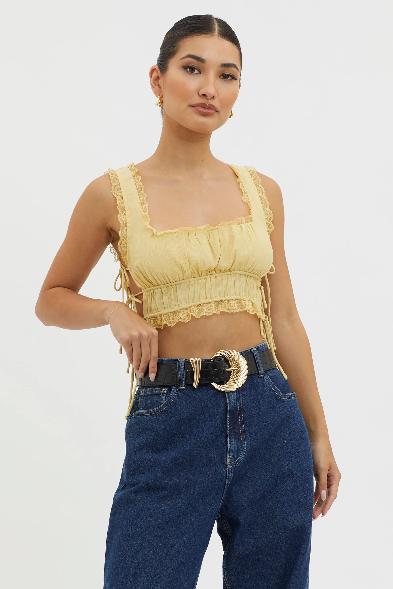 Time Flies Gold Buckle Belt Black