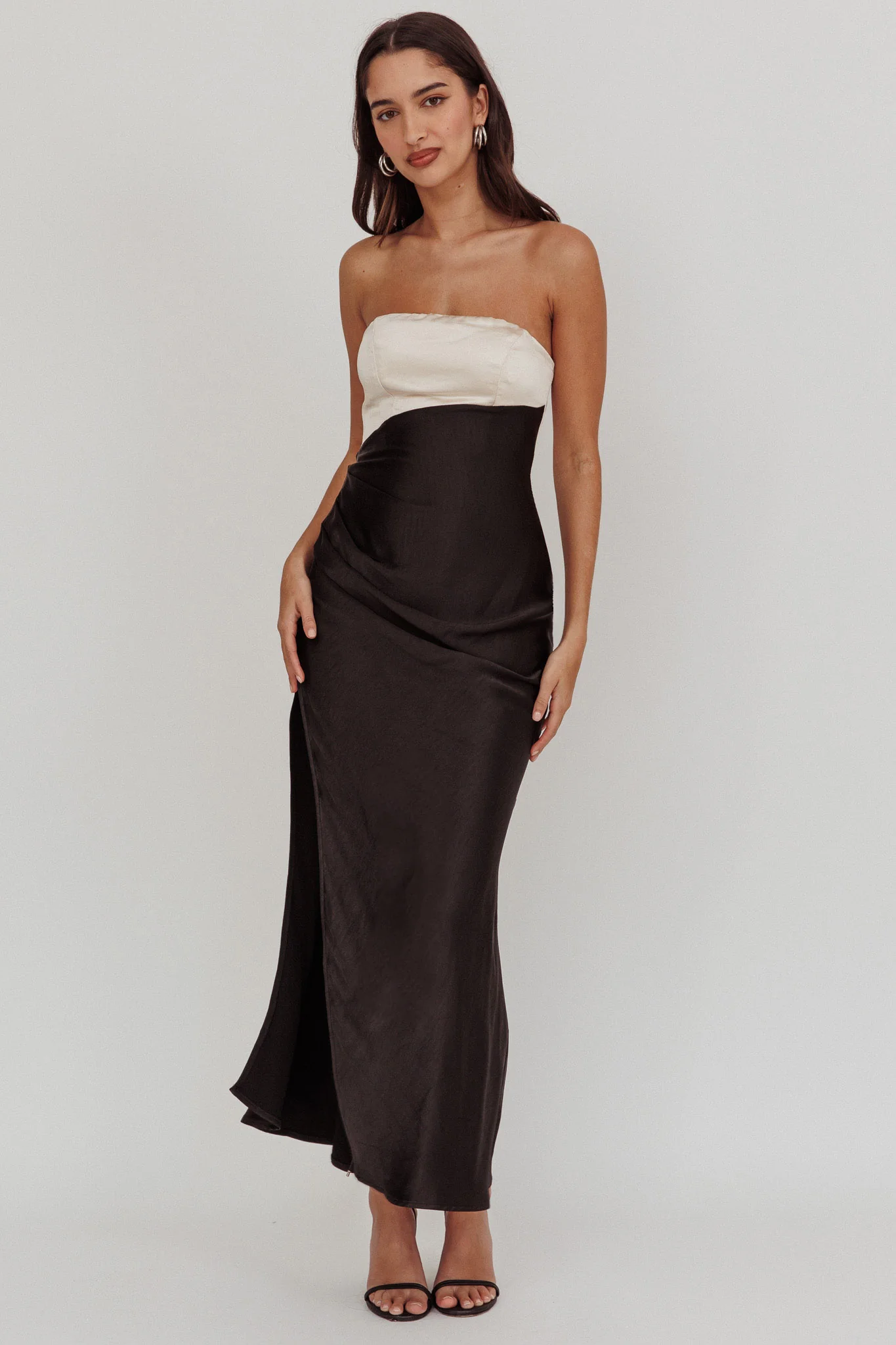 Kamillia Strapless Split Maxi Dress Black