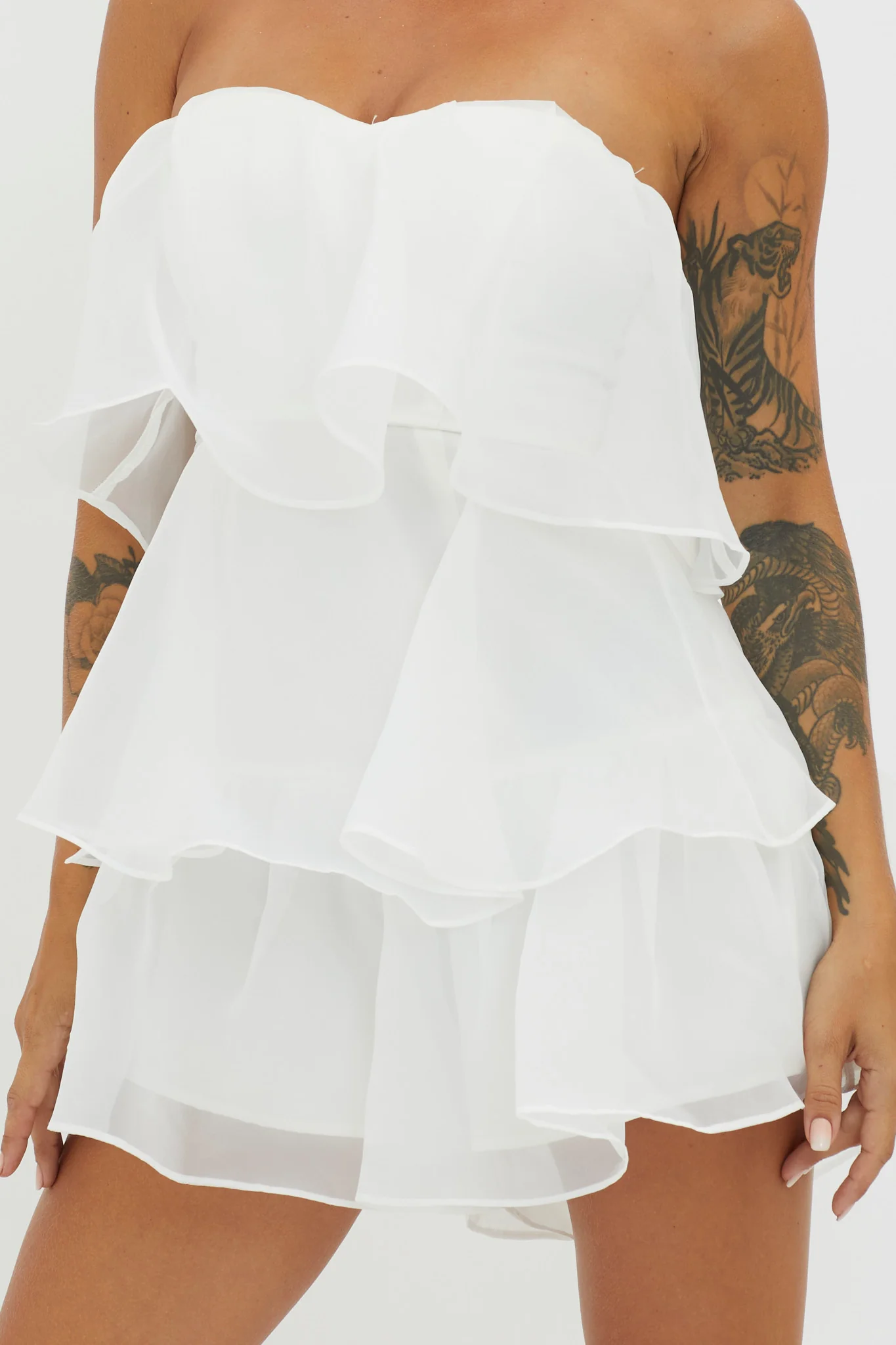 Behati Tiered Layer Romper White
