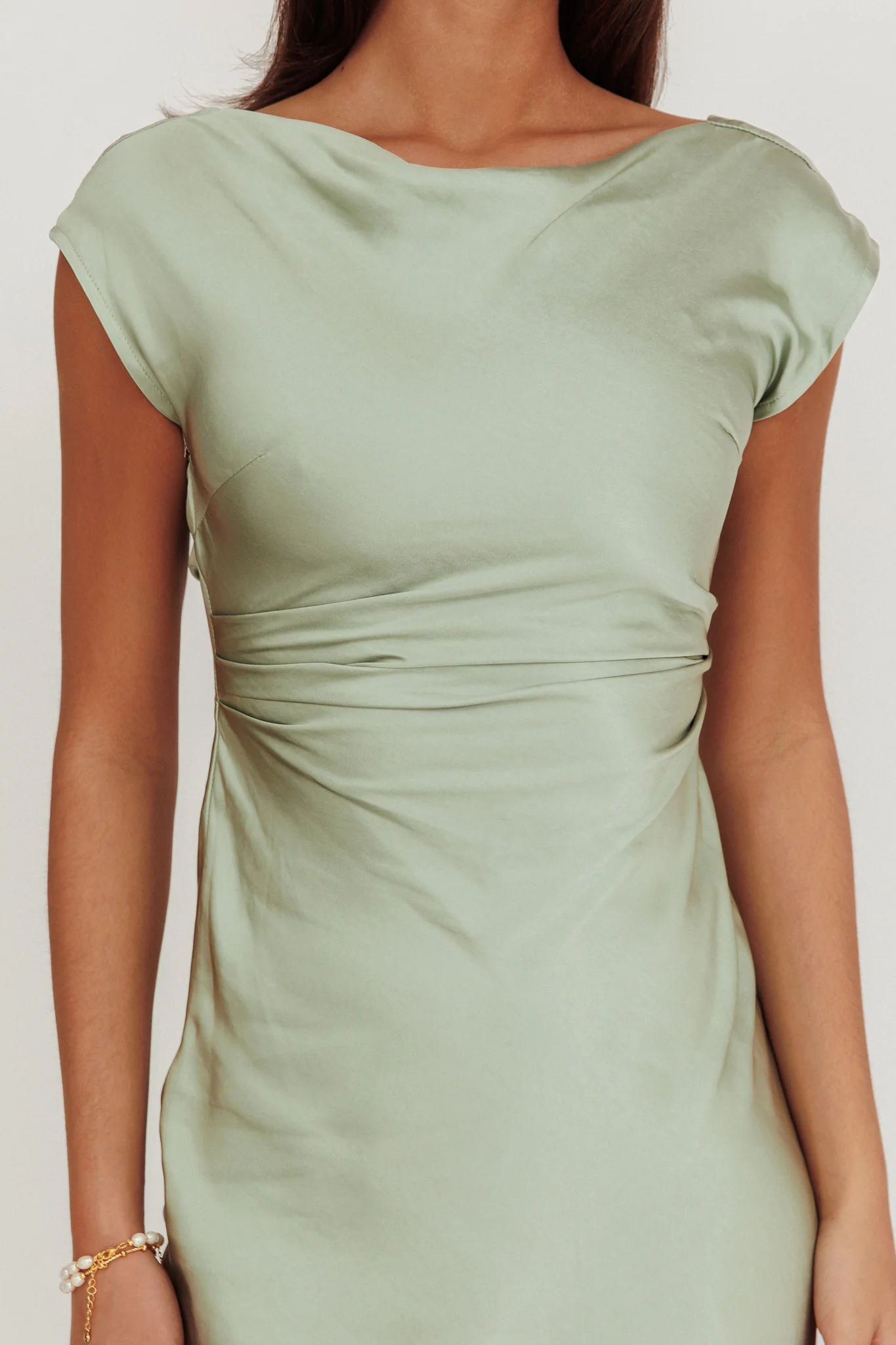 Loveland Cap Sleeve Cowl Back Midi Dress Sage