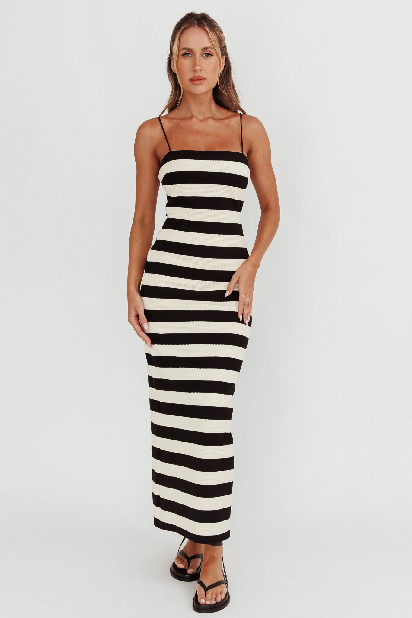 Gracey Cami Strap Maxi Dress Stripe Black