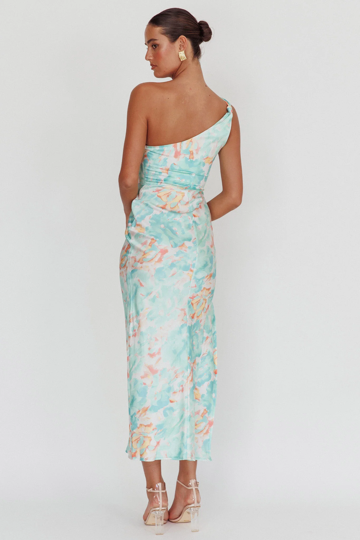 Portland One-Shoulder Maxi Dress Floral Mint