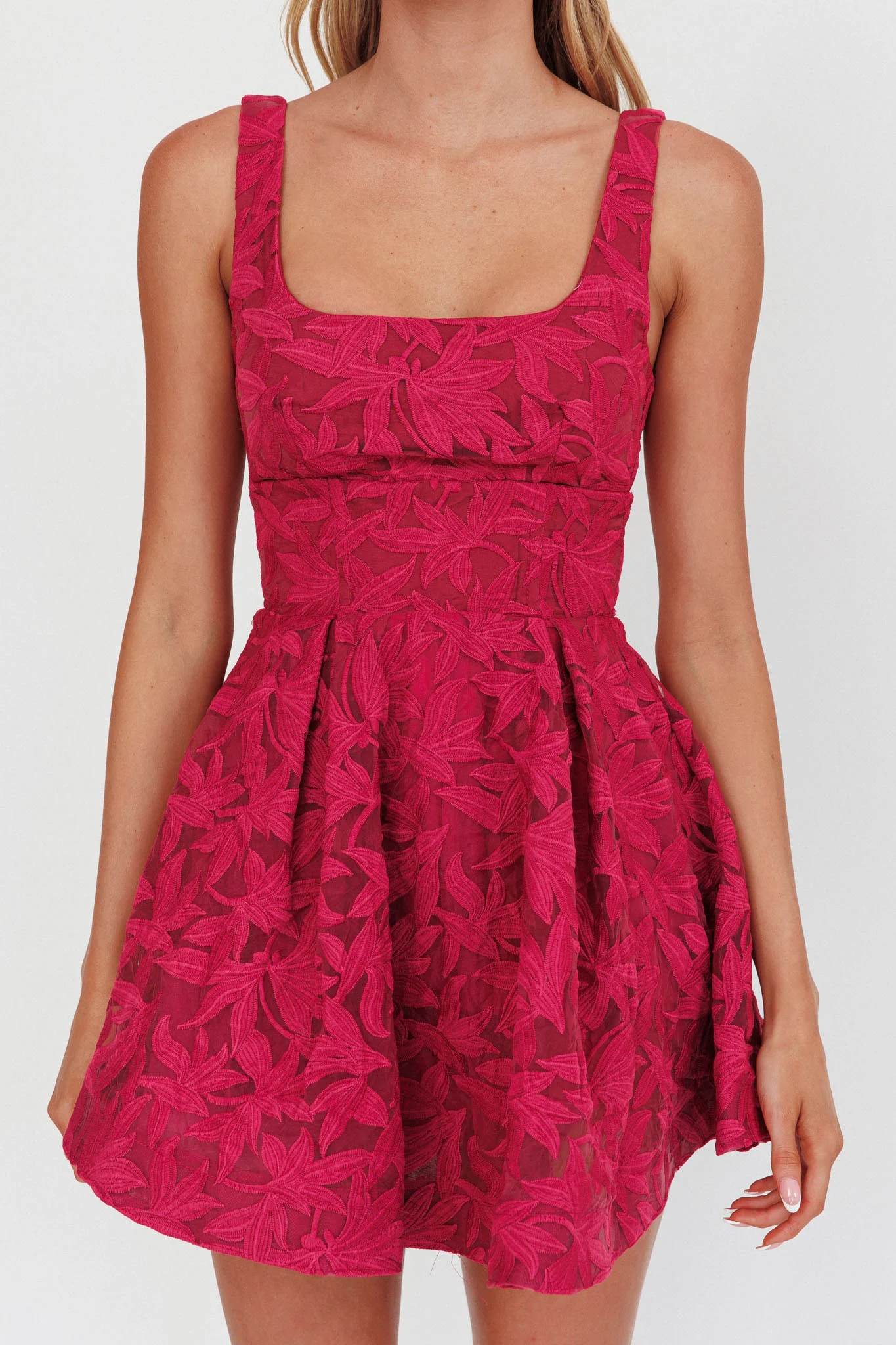Miley Embroidered A-Line Mini Dress Fuchsia