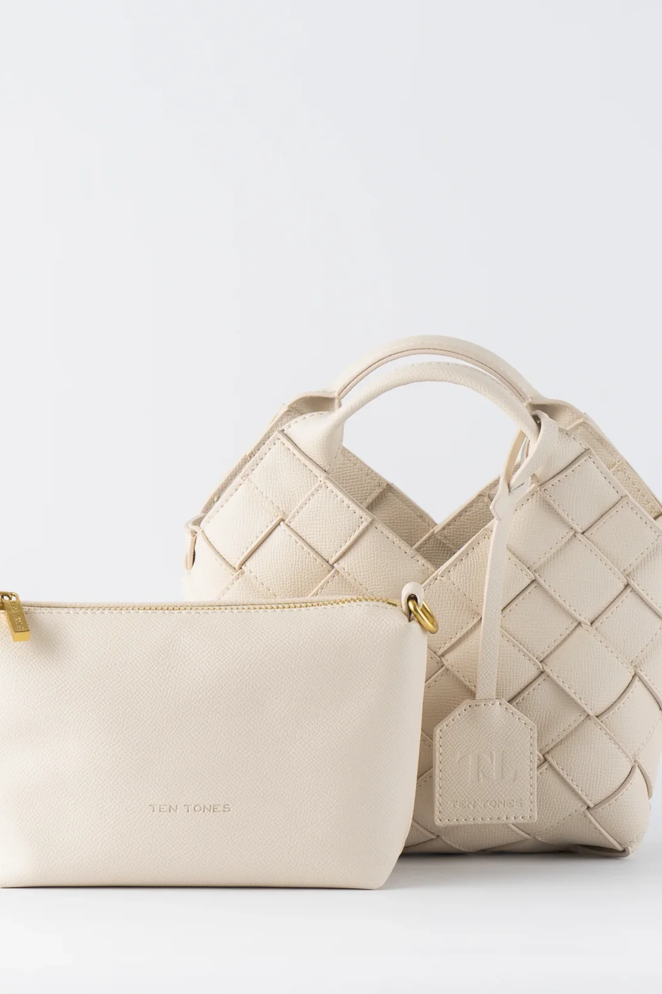 TEN TONES Clementine Woven Mini Tote Cream