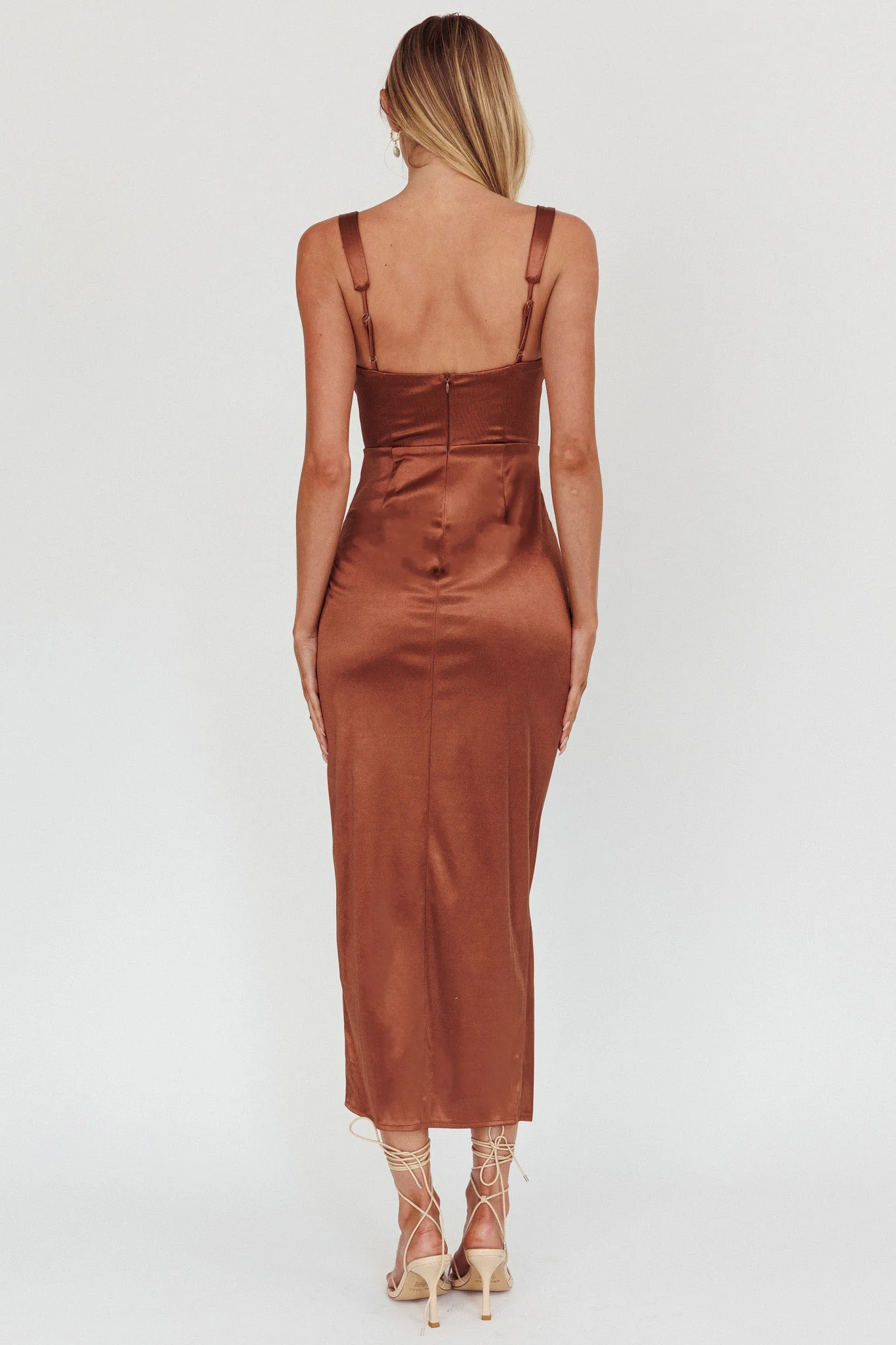 Whimsy Pleated Bust Midi Dress Chocolate