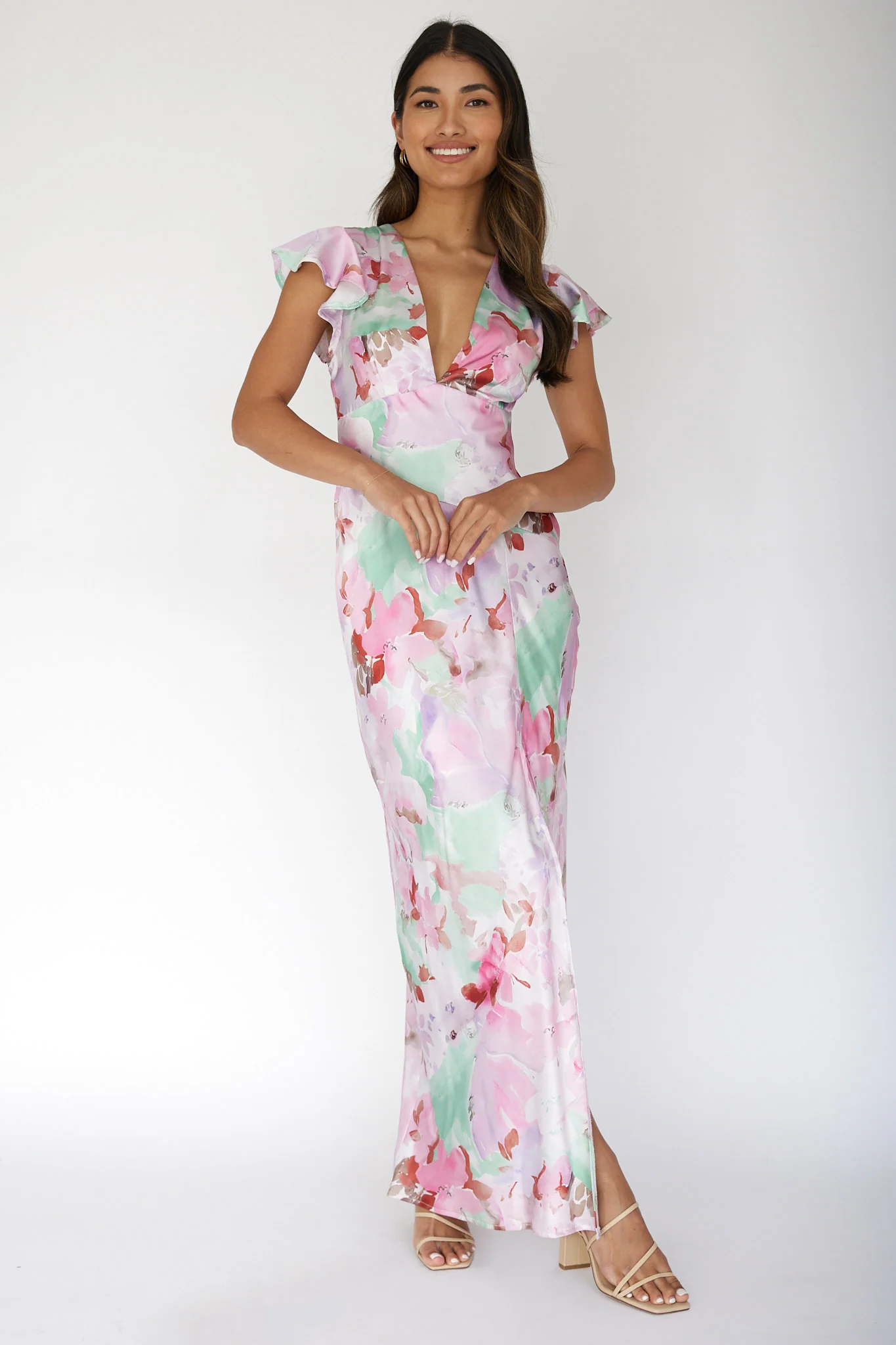 Jannet Keyhole Back Maxi Dress Floral Pink