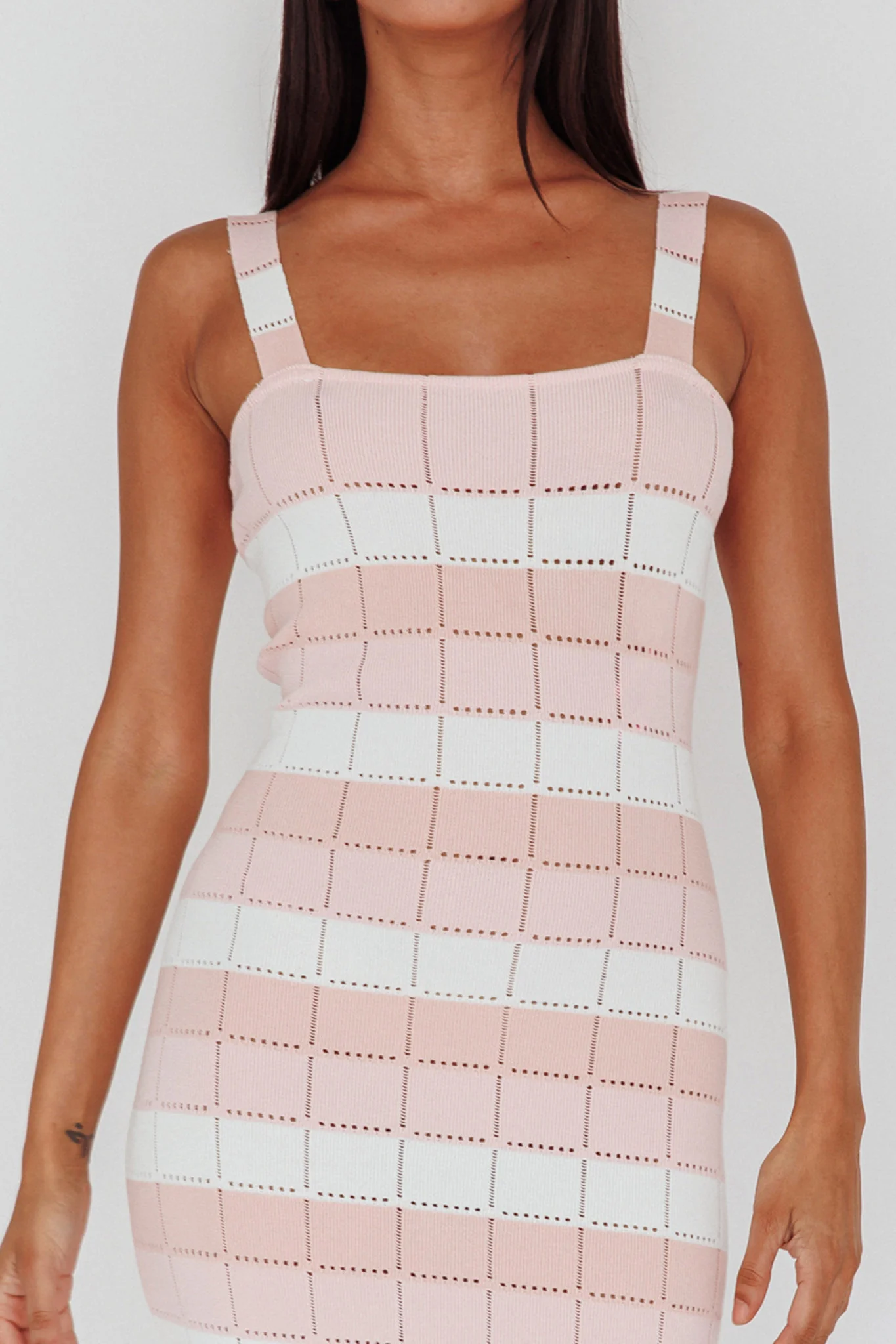 Chase The Sunrise Knit Midi Dress Striped Pink