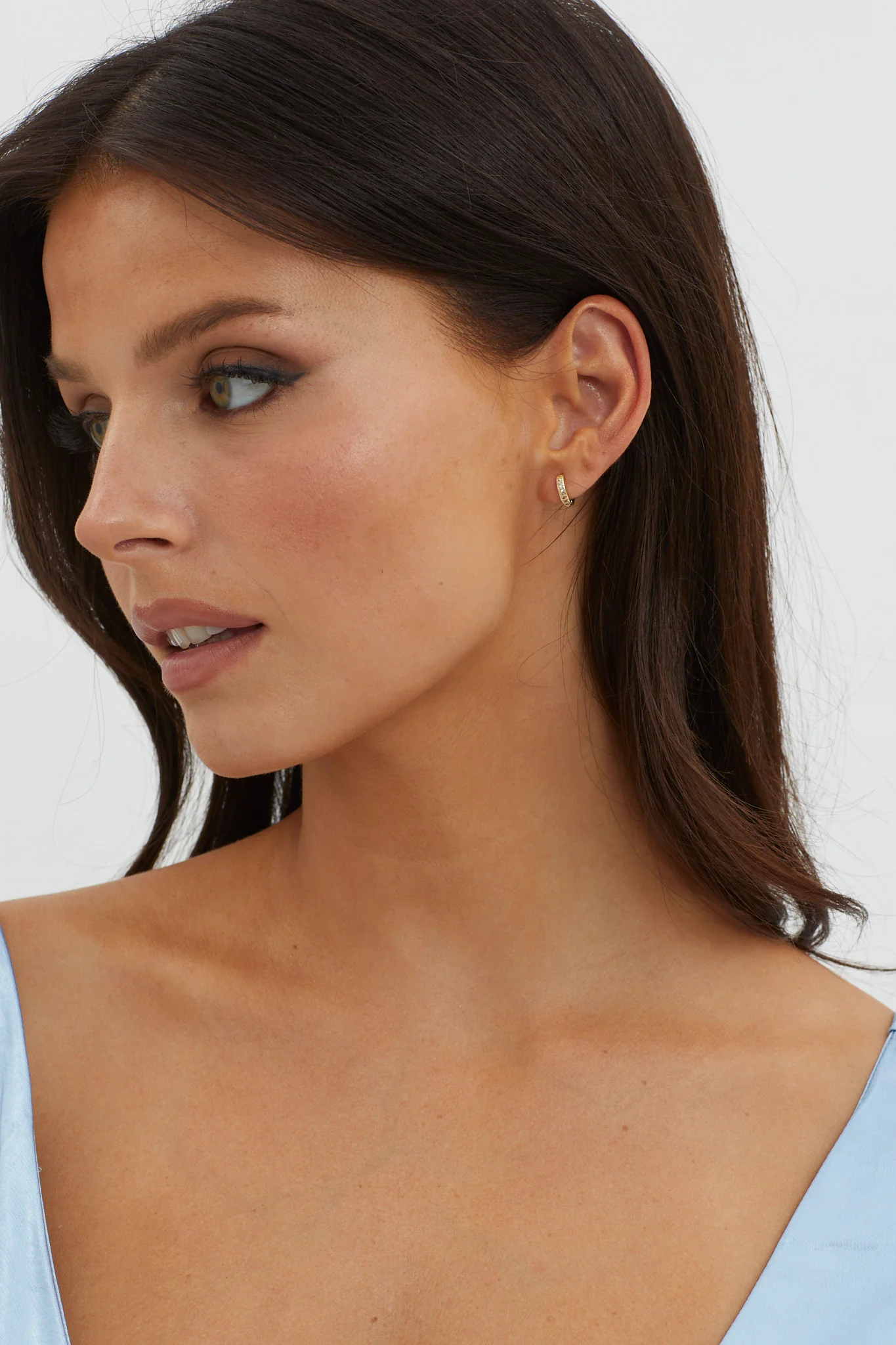 Zelda Zircon Pave Hoop Earrings Gold