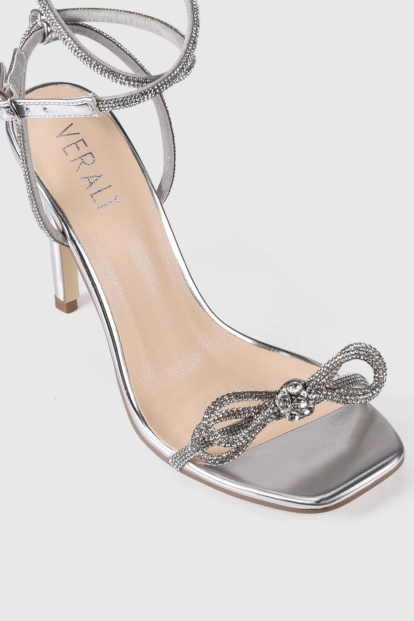 VERALi Ottawa Diamante High Heels Silver Metallic Smooth