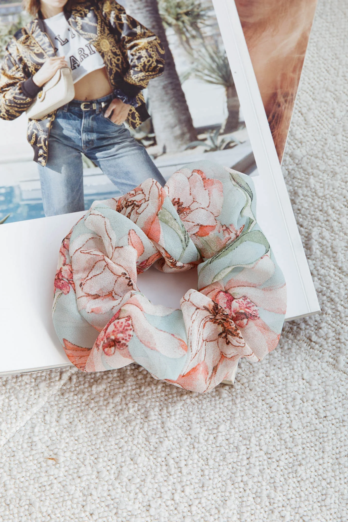 Chouchou Scrunchie Floral Green