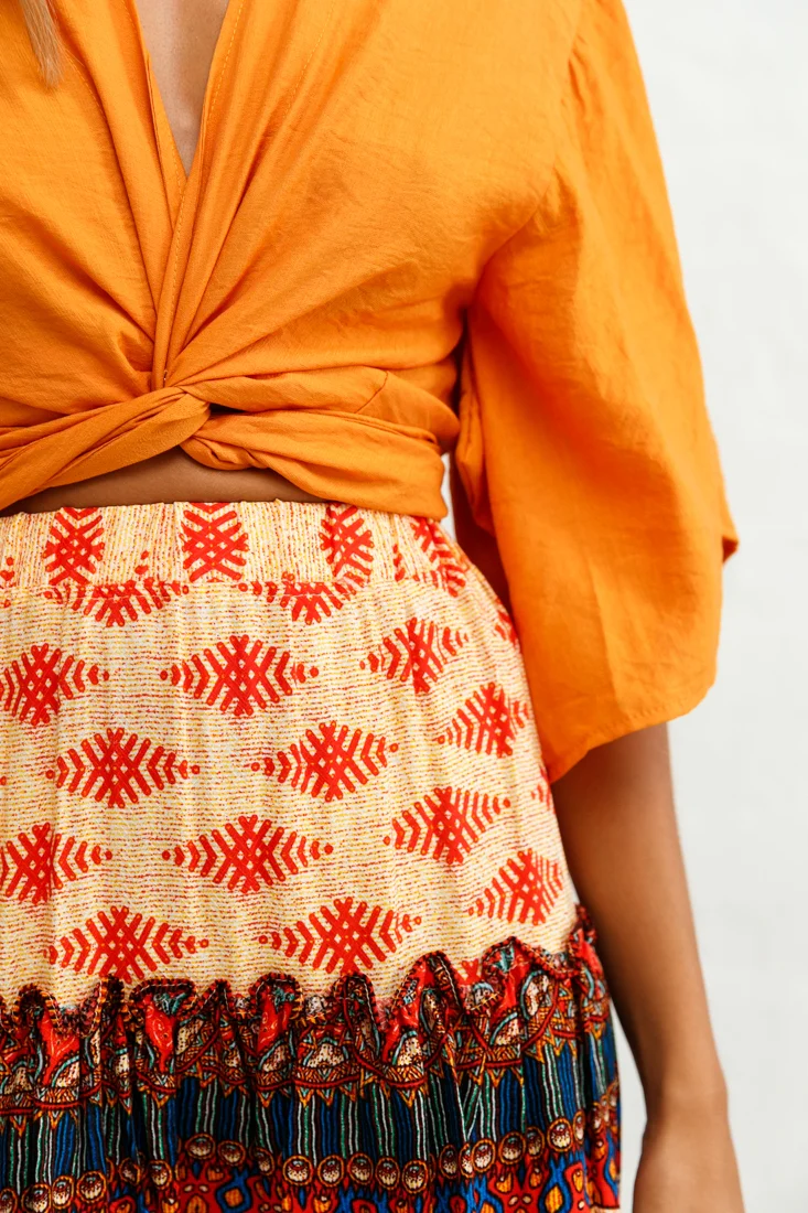 Alexi Mini Skirt Aztec Print Red