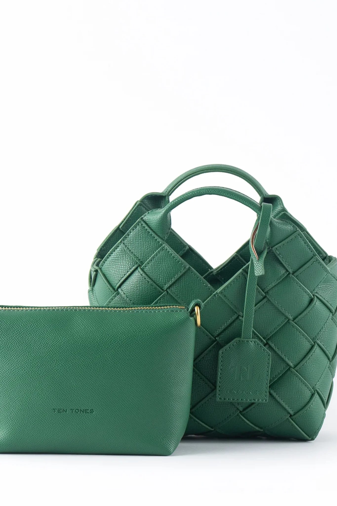 TEN TONES Clementine Woven Mini Tote Green