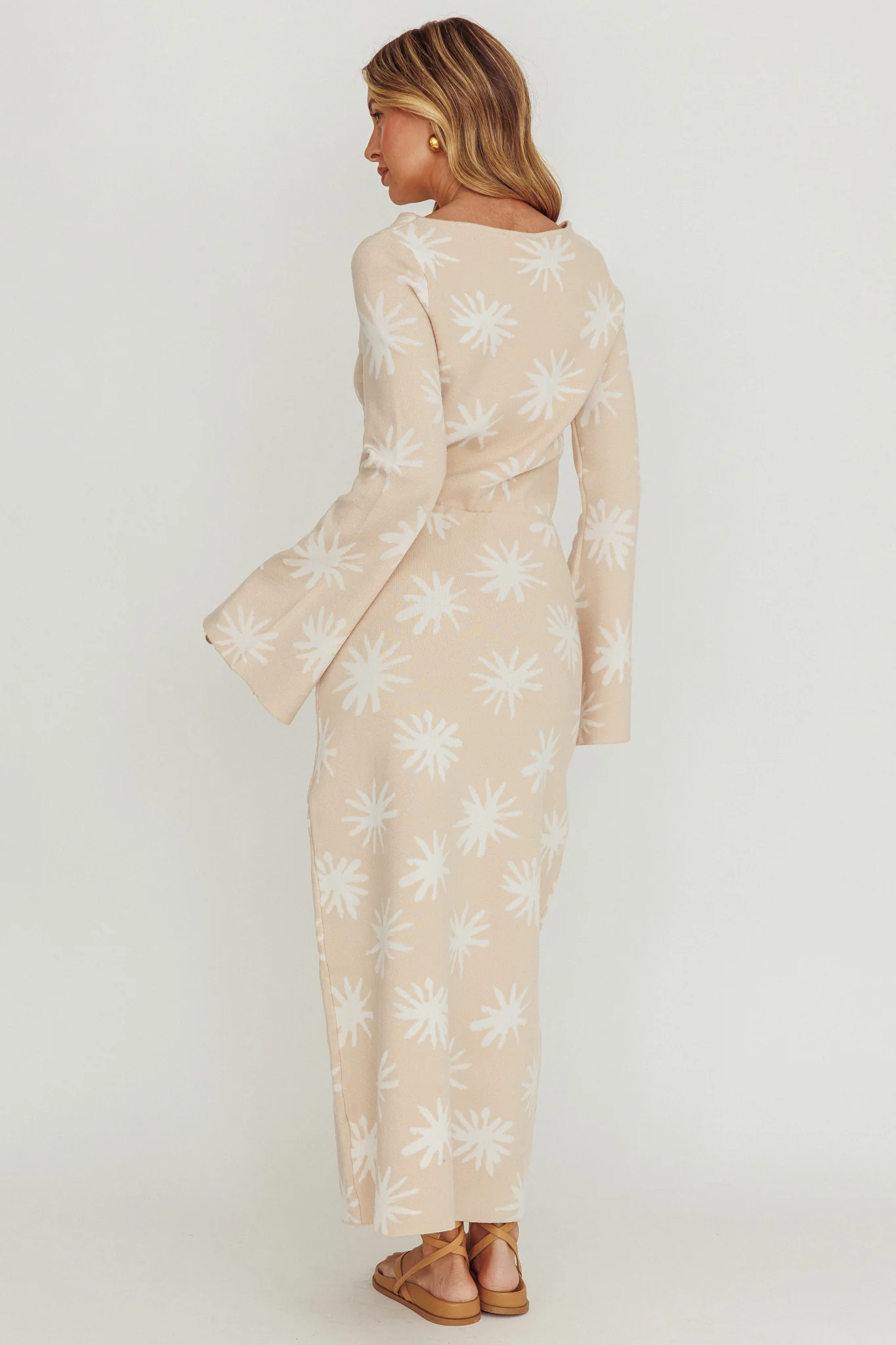 Orleans Star Print Knit Maxi Dress Sand