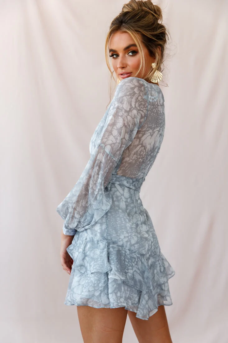 Kerry Layered Balloon Sleeve Dress Grey