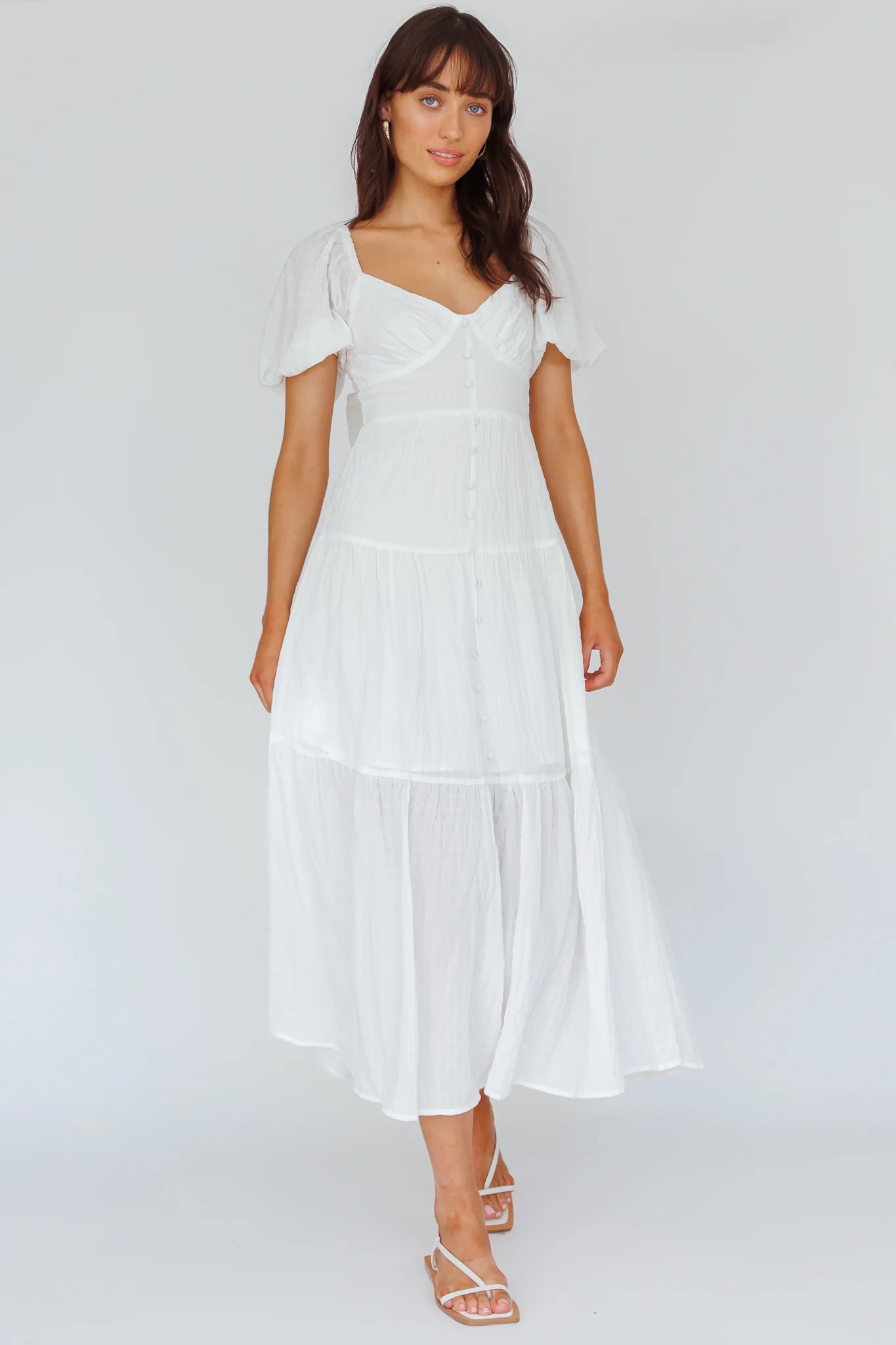 Royce Bow Back Midi Dress White