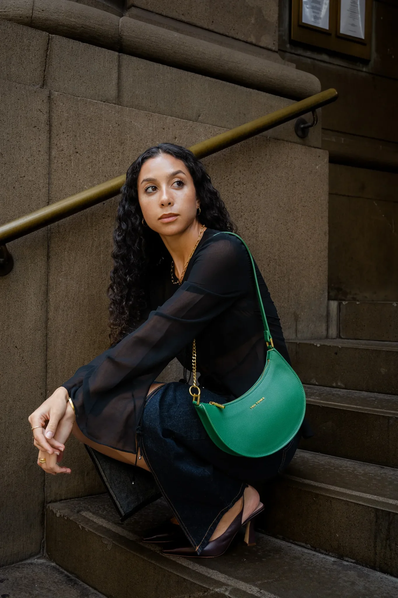 TEN TONES Grayson Moon Bag Green