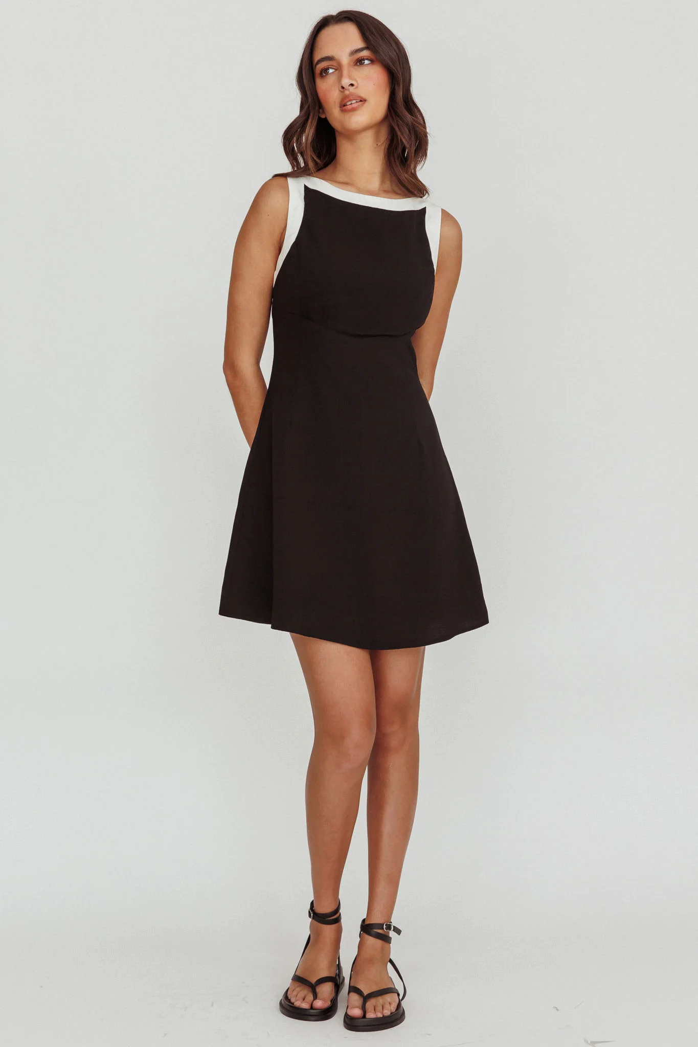 Loving Me Sleeveless A-line Mini Dress Black