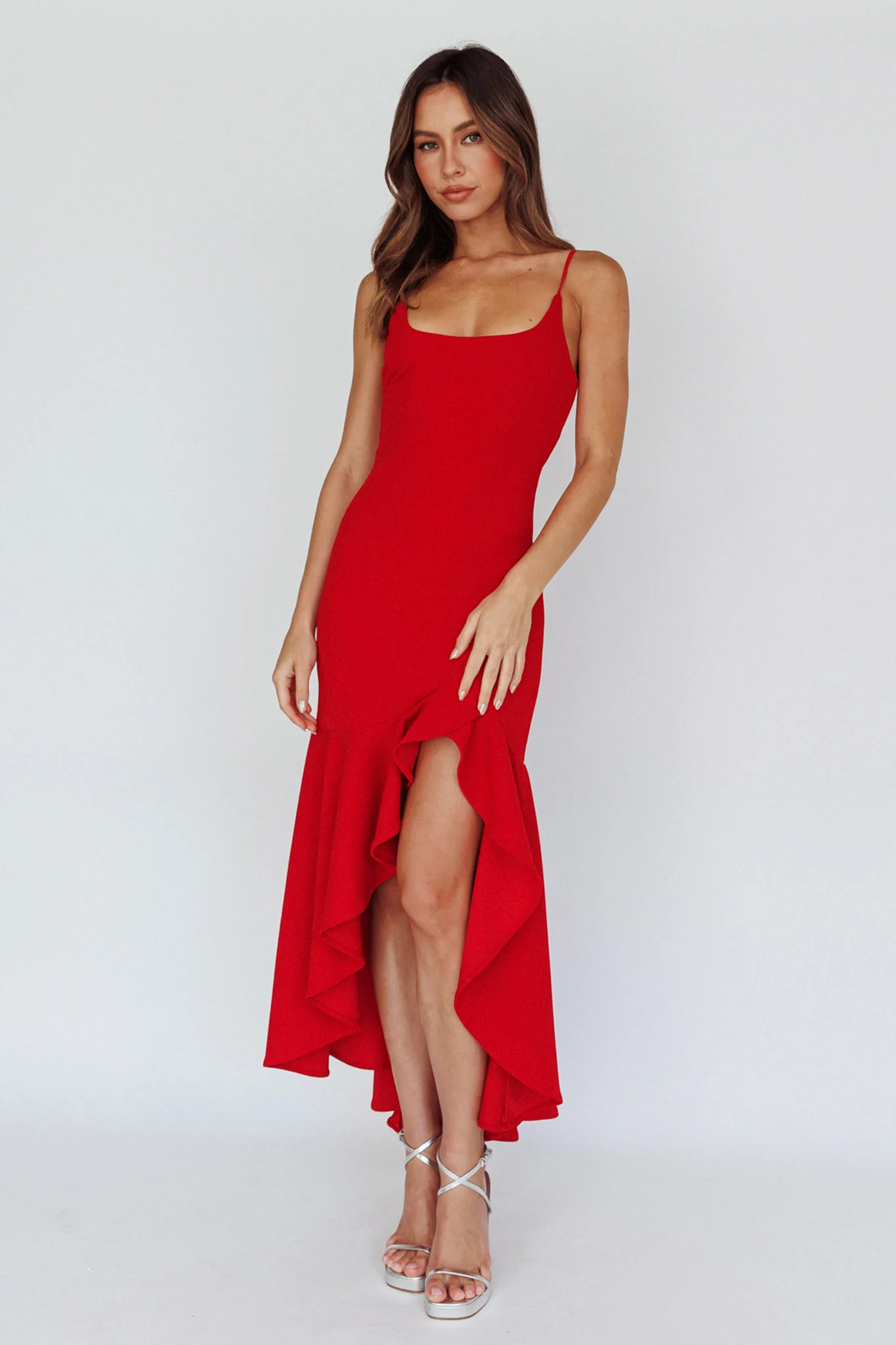 Emoji Asymmetrical Hemline Dress Red