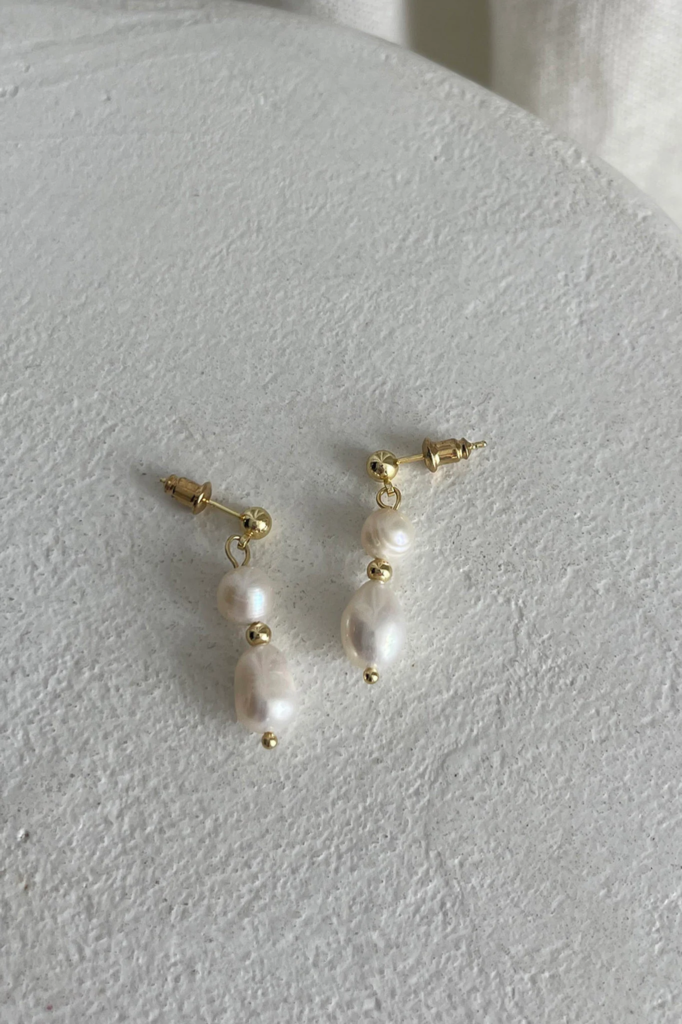 Minka Double Pearl Drop Earrings Gold