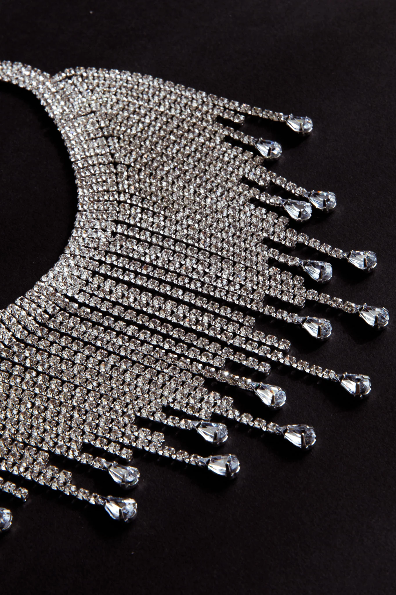 Isadora Cascade Crystal Necklace Silver