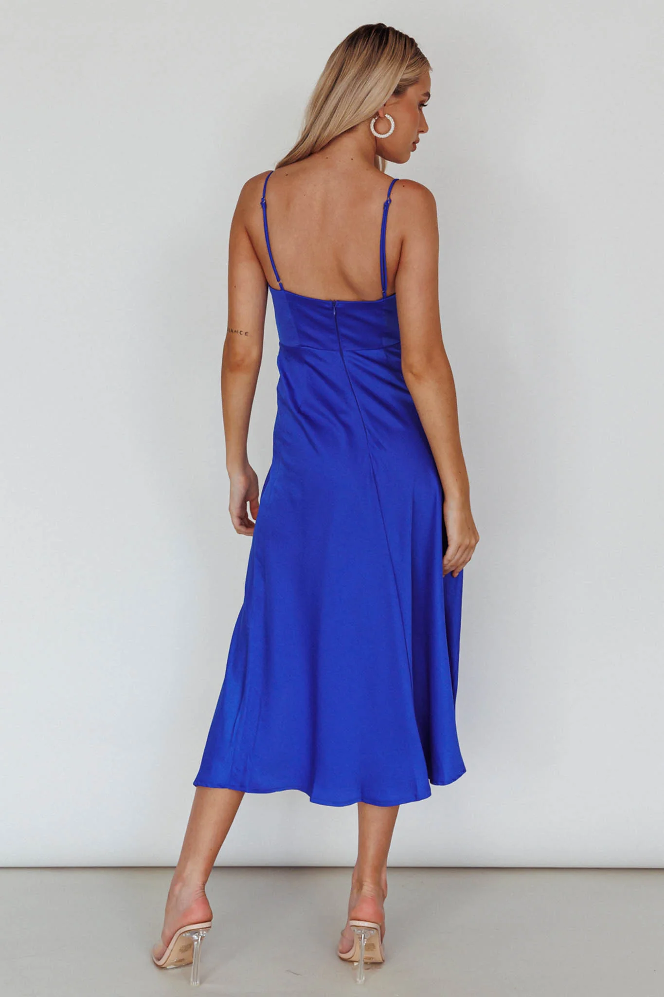 Suki Front Split Midi Dress Royal Blue