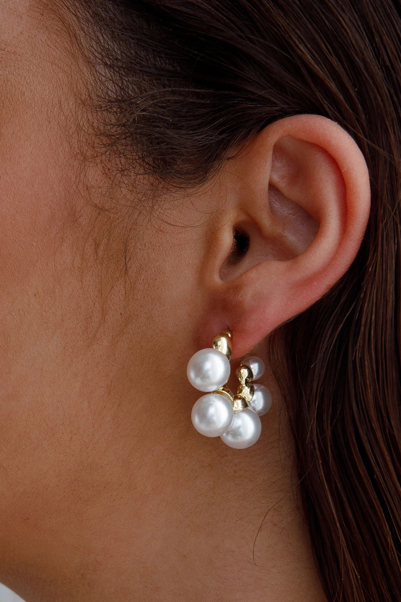 St Tropez Pearl Hoop Earrings Gold