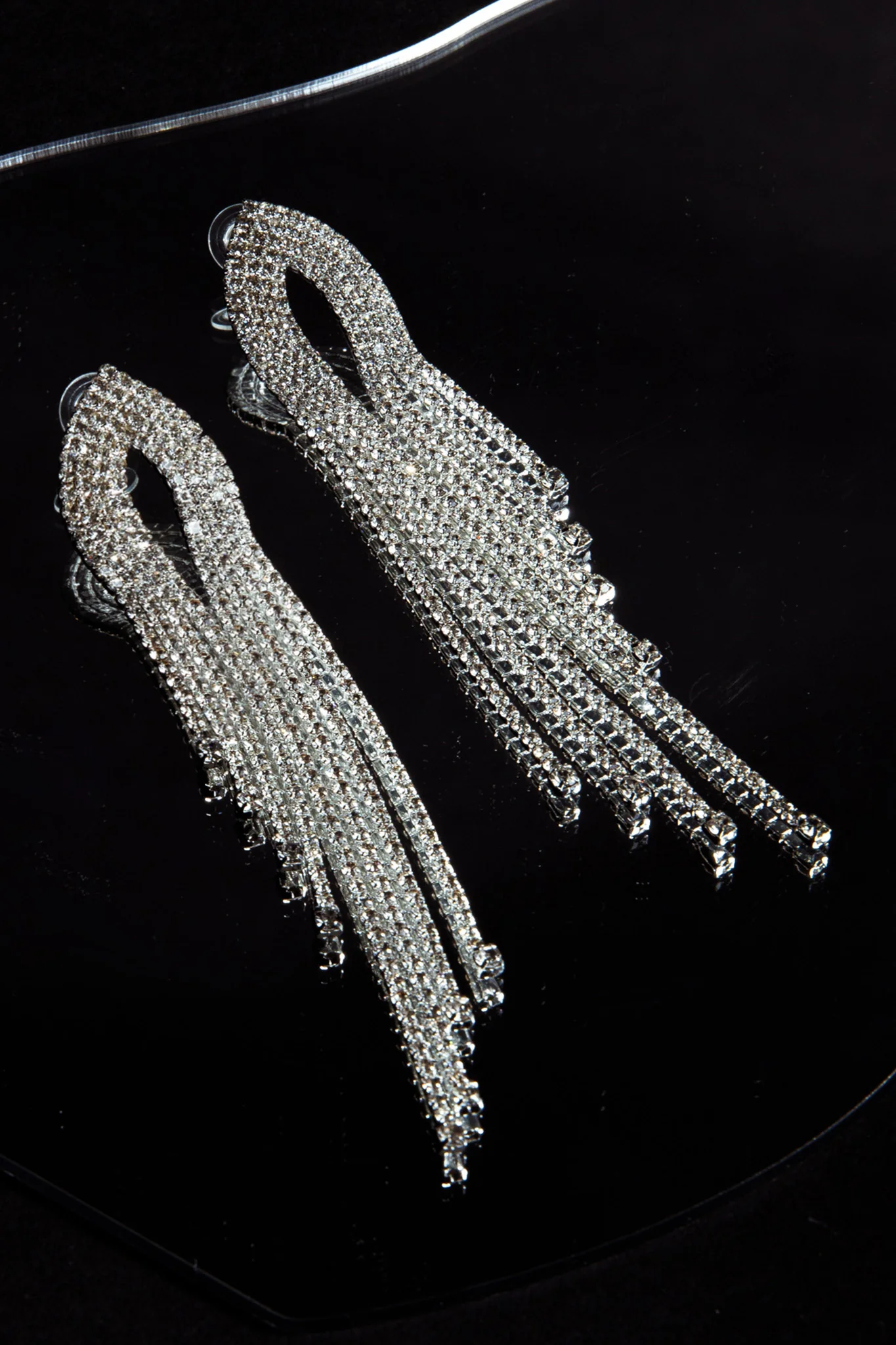 Khloe Diamante Tassel Earrings Silver