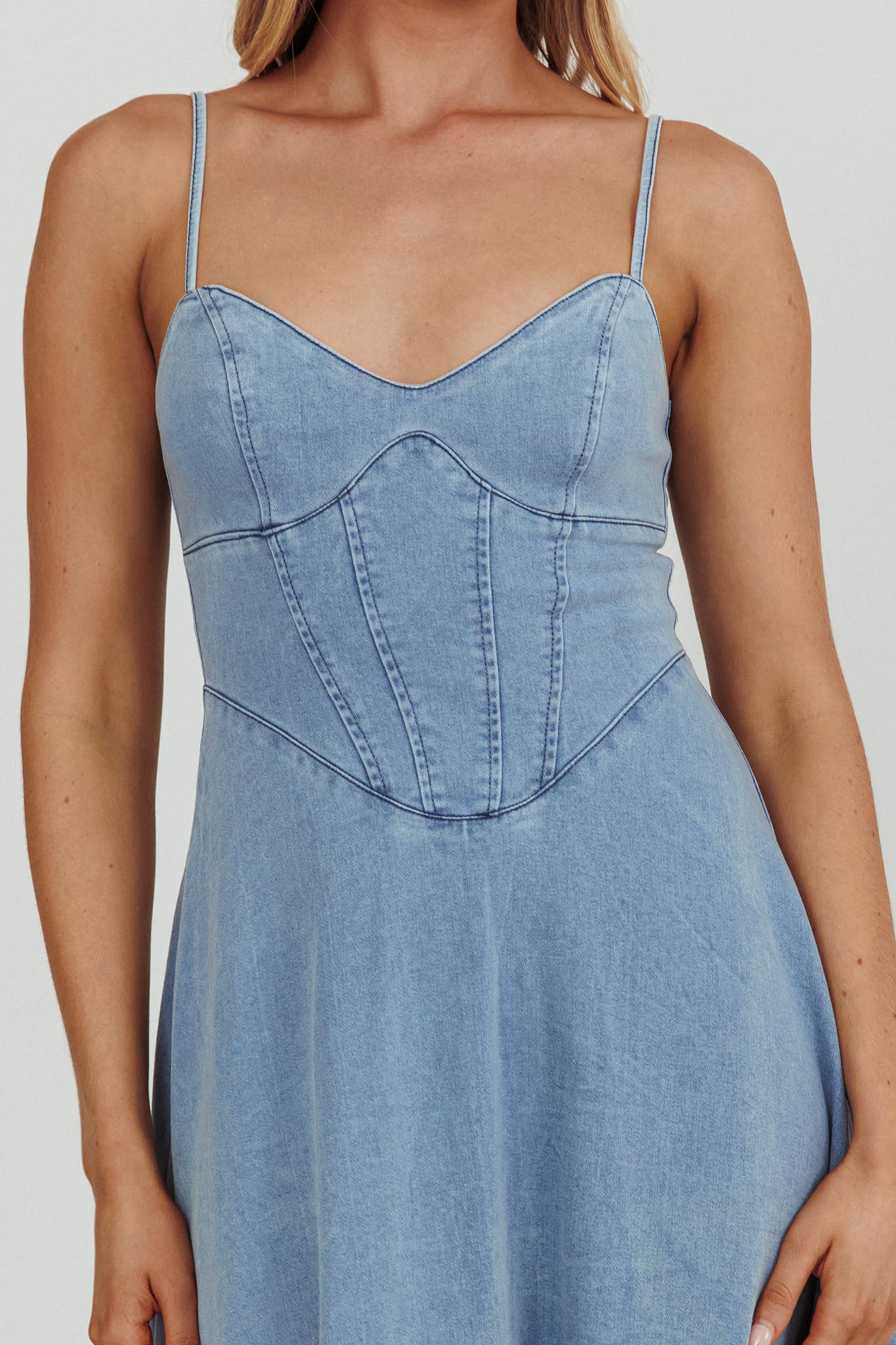 Comet A-Line Midi Dress Light Denim